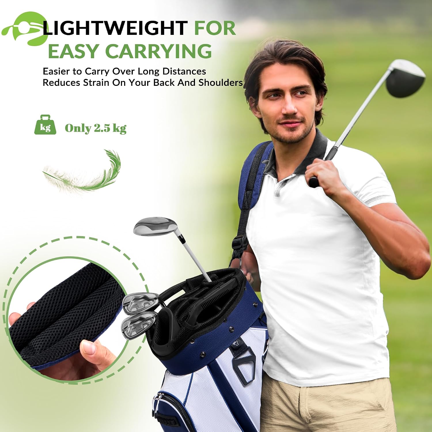 14-Way Golf Cart Bag, Full-Length Divider, Large Storage | Handles,Rain Cover,Multiple Pockets