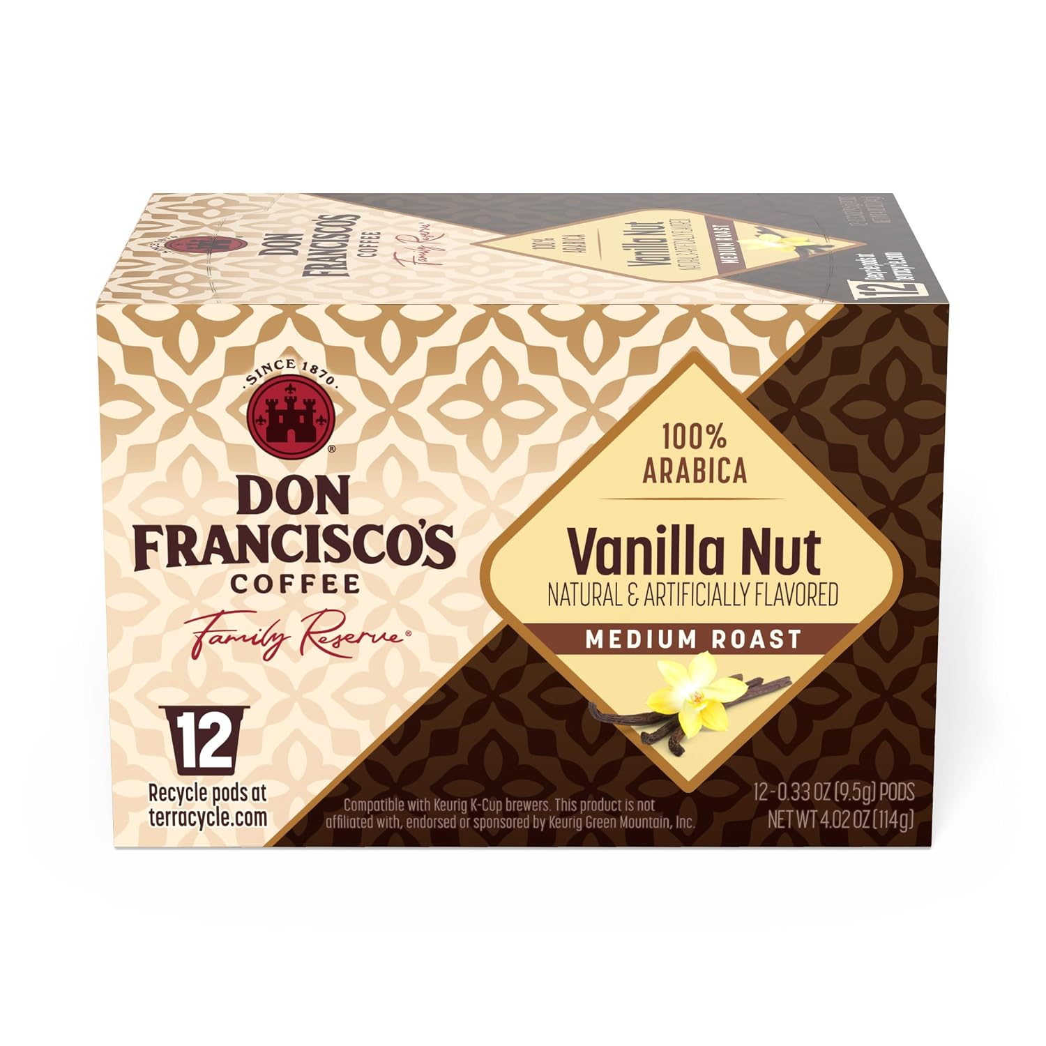 Don Francisco's Hawaiian Hazelnut Coffee Pods, Medium Roast, 24ct | Compatible with Keurig Coffee Pod Brewers, 100% Arabica Coffee, Convenient Single Serve Brewing, Fresh Brew in Every Cup