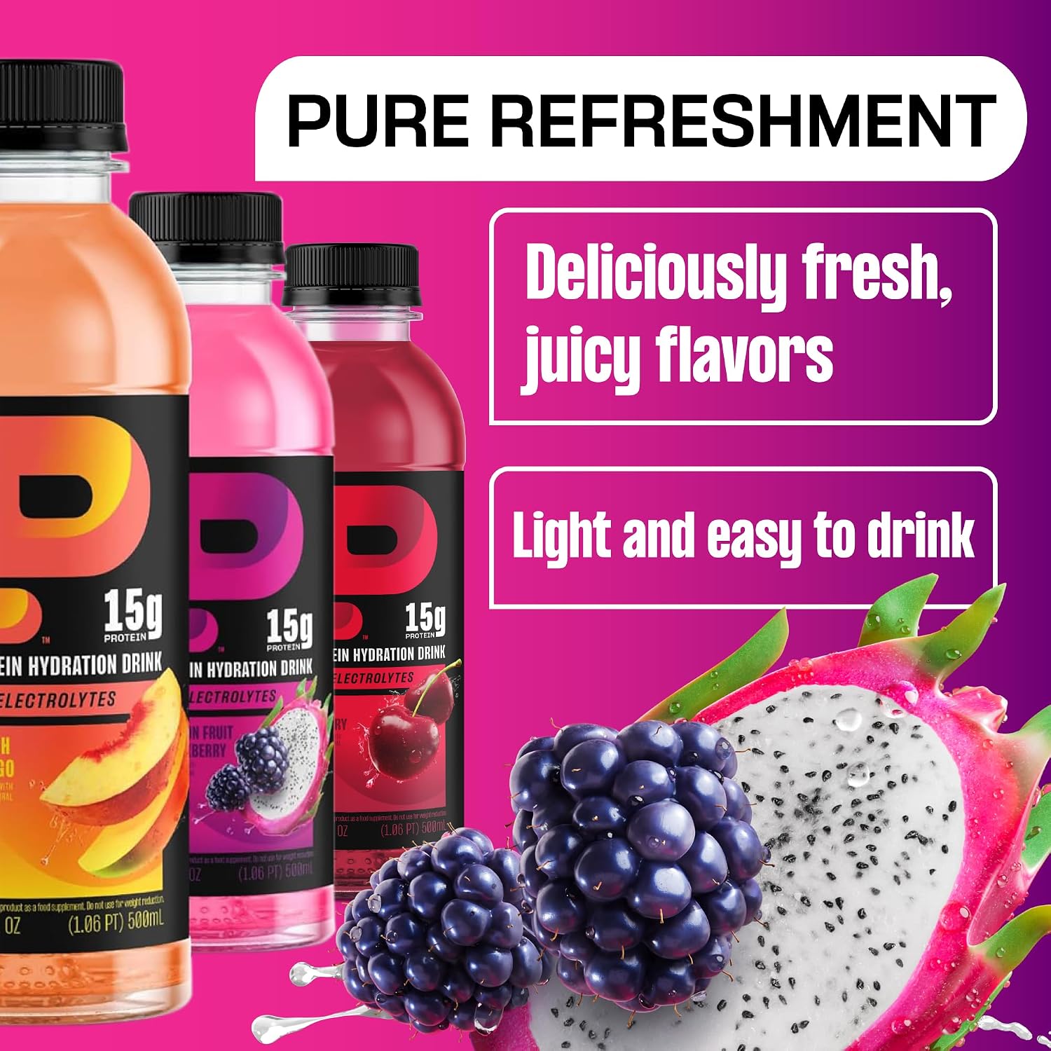 Protein2o 15g Whey Protein Infused Water, Peach Mango, 16.9 Oz Bottle (Pack of 12)