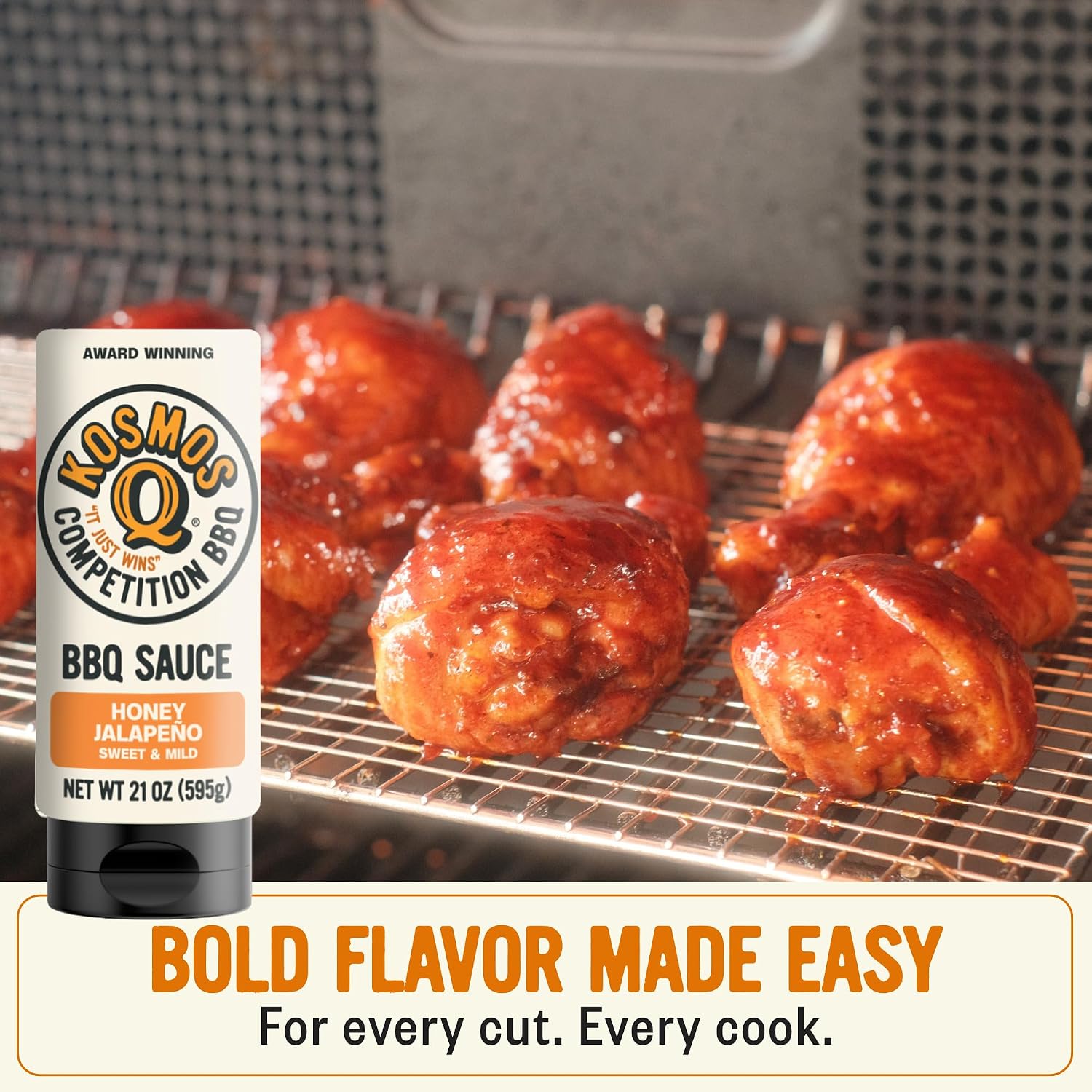 Kosmos Q Sweet Apple Chipotle BBQ Sauce, Tangy Natural Barbecue Sauce with Real Apples & Spicy Chipotle Peppers, Sweet & Spicy Glaze for Pork, Chicken, Ribs & More, Gluten Free, 15.5 Oz Bottle