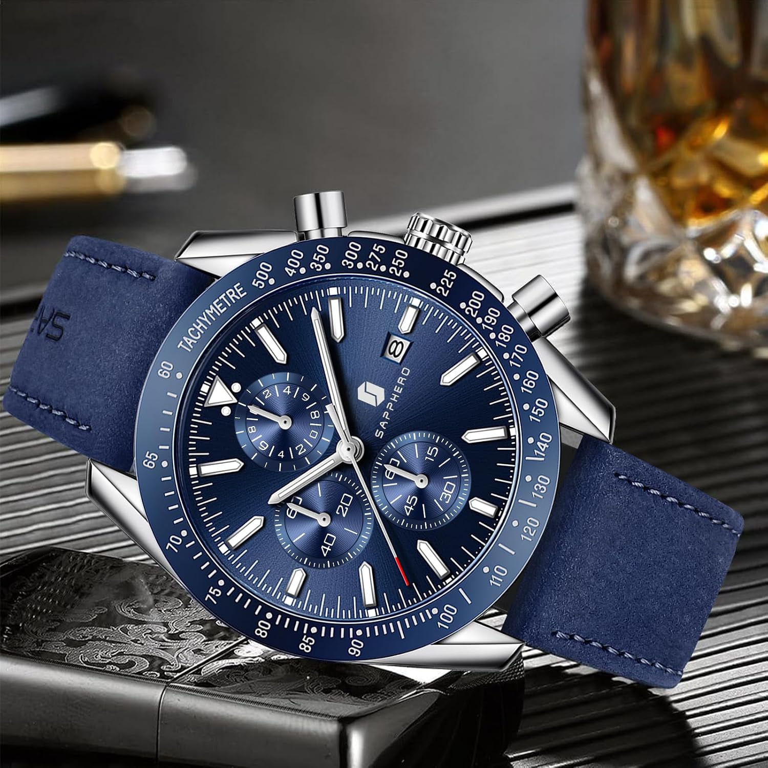 BENYAR Watch for Men Analog Quartz Chronograph Waterproof Luminous Designer Mens Wrist Watches Business Work Sport Casual Dress Watch with Silicone Strap Elegant Gifts for Men