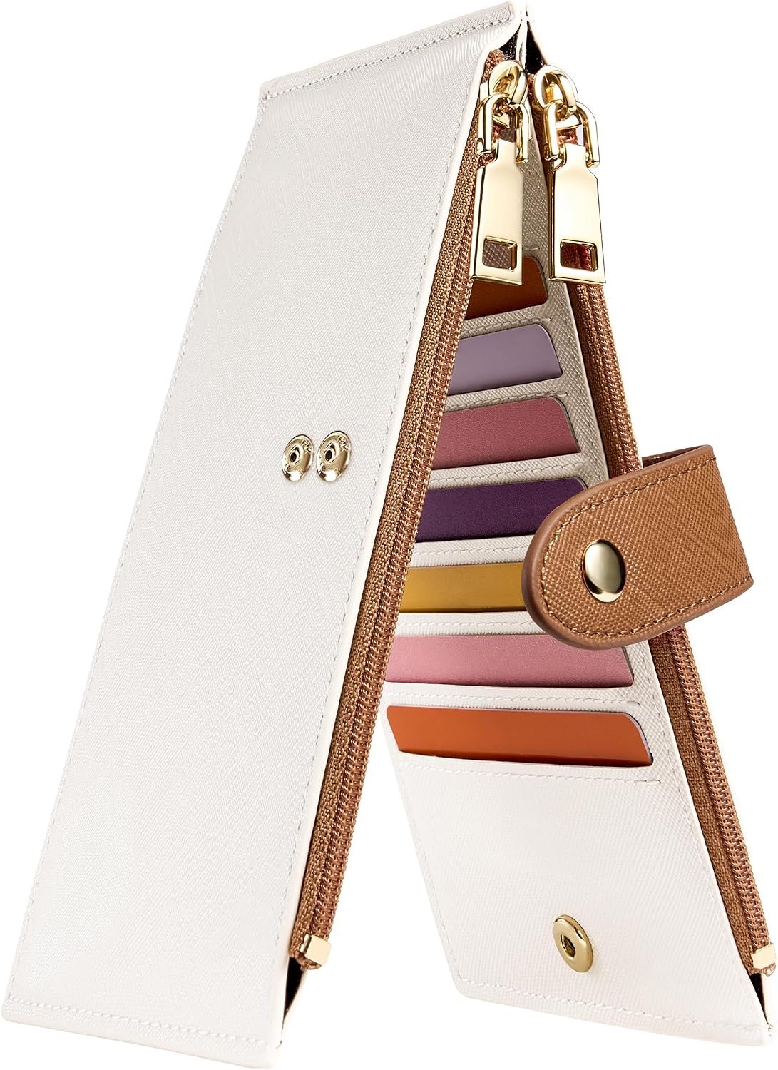 Travelambo RFID Wallet Women Large Size Bifold Multi Card Wallet Case with Zipper Pocke Credit Card Holder for Women