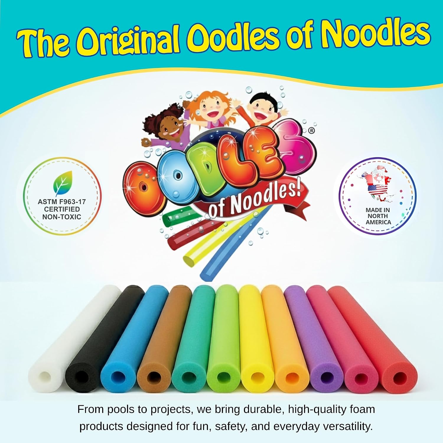Oodles of Noodles Foam Pool Swim Noodles 2 Pack, Hollow Core Swimming Foam Tube for Pool Floats, Buoyant for Beach, Water Play, Crafts, DIY Projects & Pipe Insulation