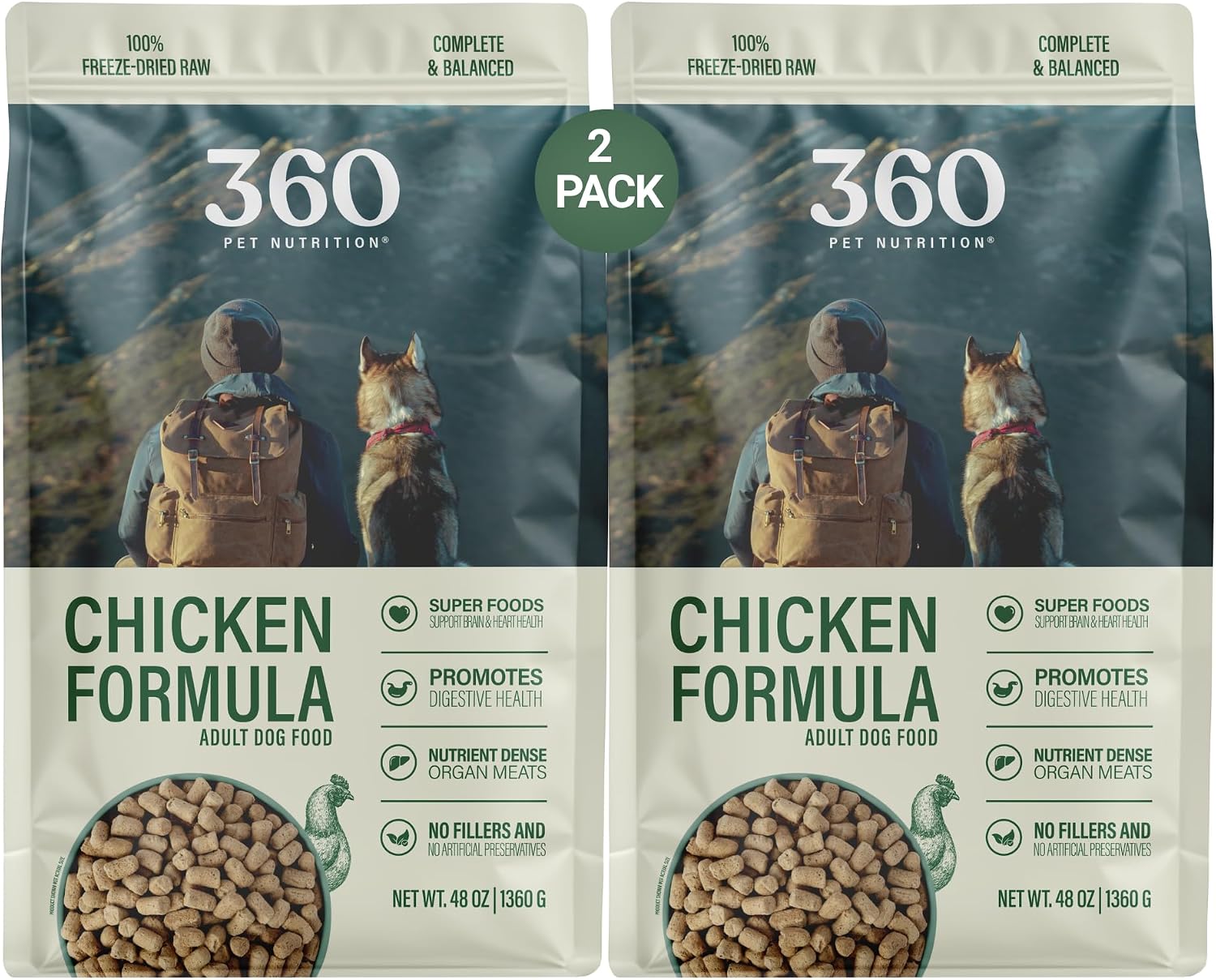 360 Pet Nutrition Freeze-Dried Raw Dog Food – Multi-Protein with Beef, Chicken, Fish, Liver & Organs