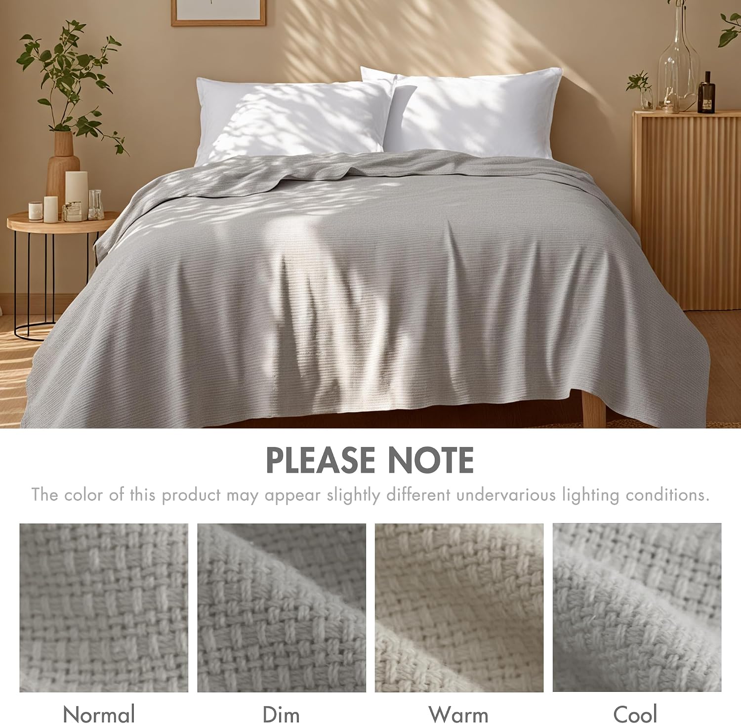 Madison Park 100% Cotton Breathable Queen Size Blanket for Bed, Blue | Freshspun Basketweave, All Season, Farmhouse Classic Bed Cover Full for Summer, OEKO TEX, Warm Home Essential For Couch, Sofa
