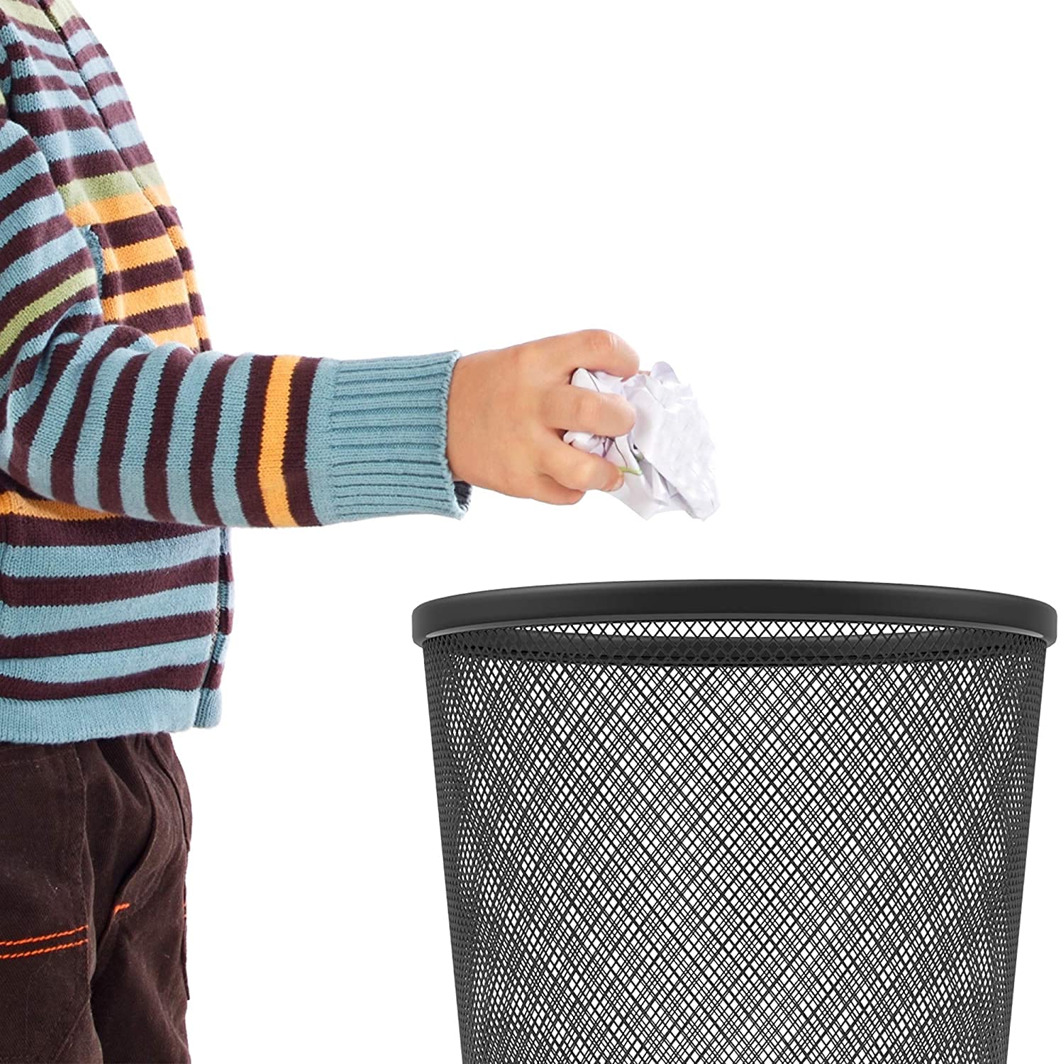 Zuvo Waste Basket | Metal Wire Mesh Bin | Pack of 2 | Lightweight & Stylish | Ideal Trash Can for Home & Office Waste | 4 Gallon (Black)