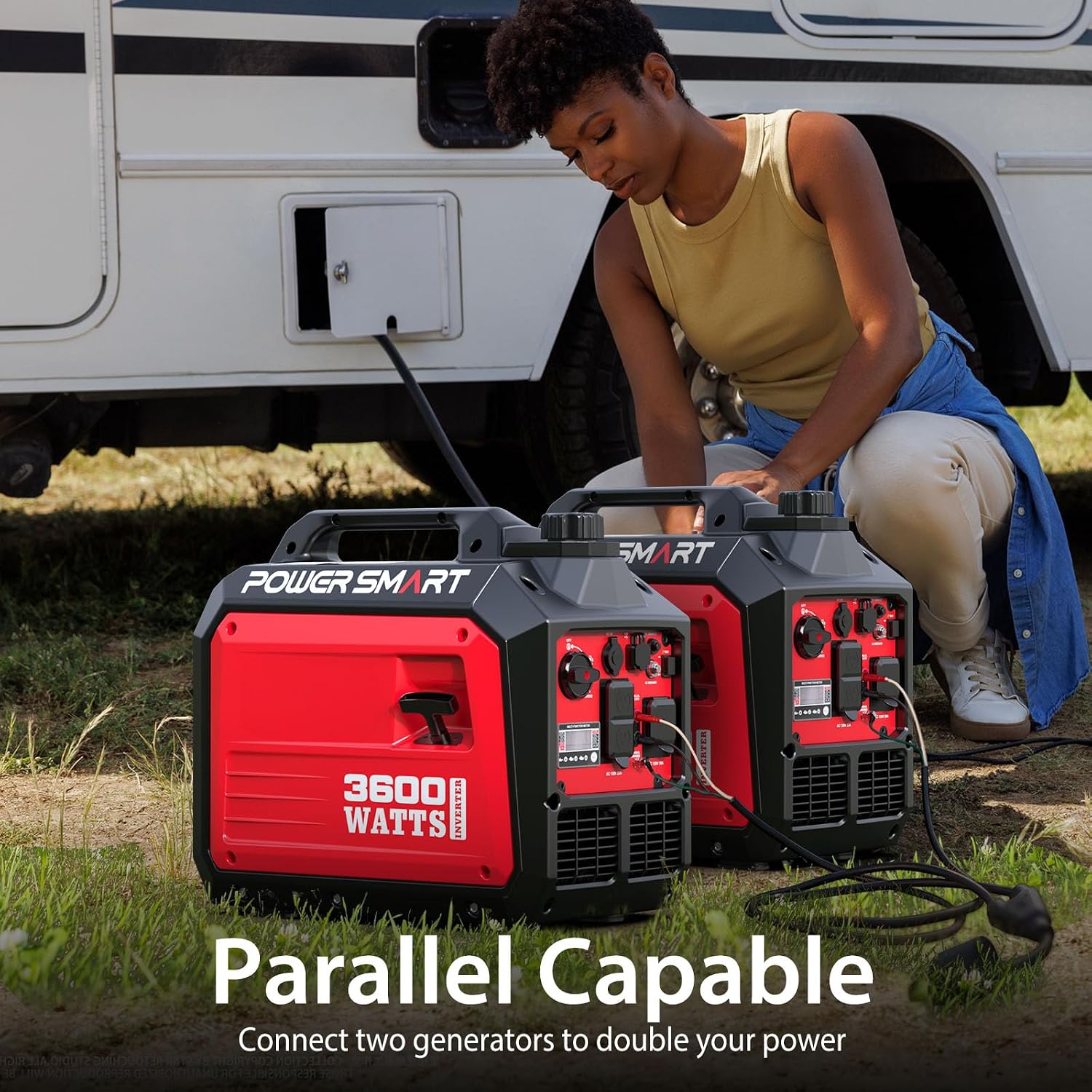 PowerSmart 4400-Watt Open Frame Inverter Generator, Gas Powered, CO-Sensor, Lightweight & Quiet for Home Use and Emergency Backup, Camping, EPA Compliant