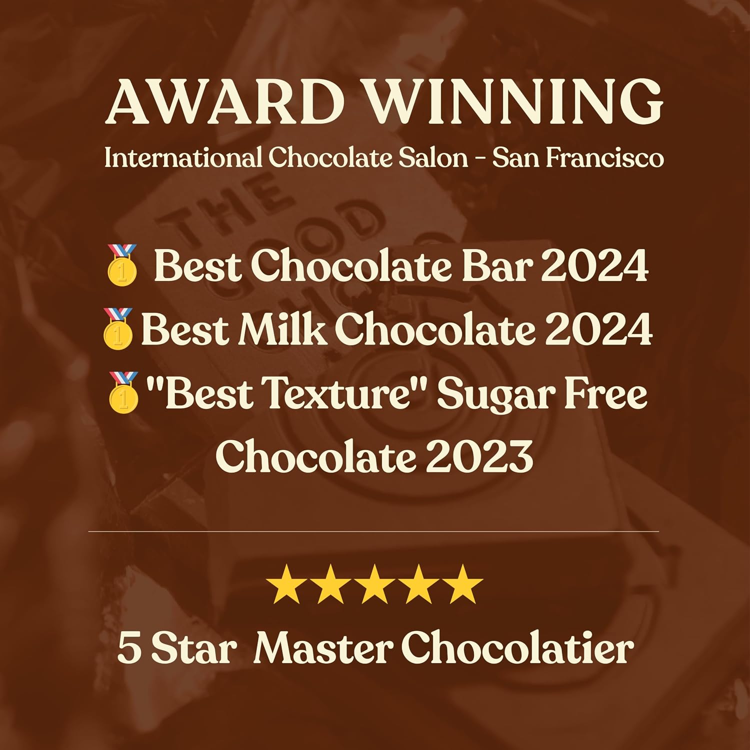 THE GOOD CHOCOLATE – Dark Chocolate Bars with Zero Sugar & Lower Net Carbs – Keto Chocolate Bar with Lower Calories, All Natural and Non-GMO Keto Snacks, 2.5 oz (6 Bars Value Pack)