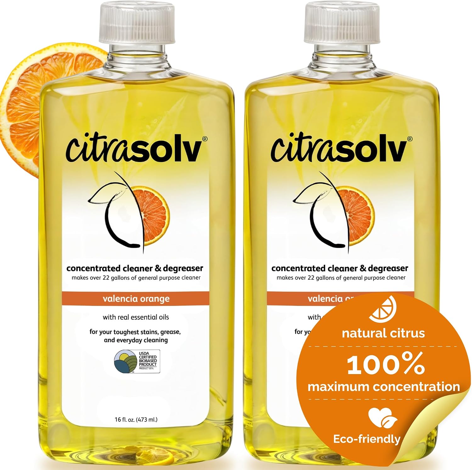 Citra Solv Concentrated Cleaner & Degreaser, Deodorizer, Home & Outdoor, Adhesive Remover, Paint Thinner, Natural Orange Oil, Valencia Orange 8 Fl Oz