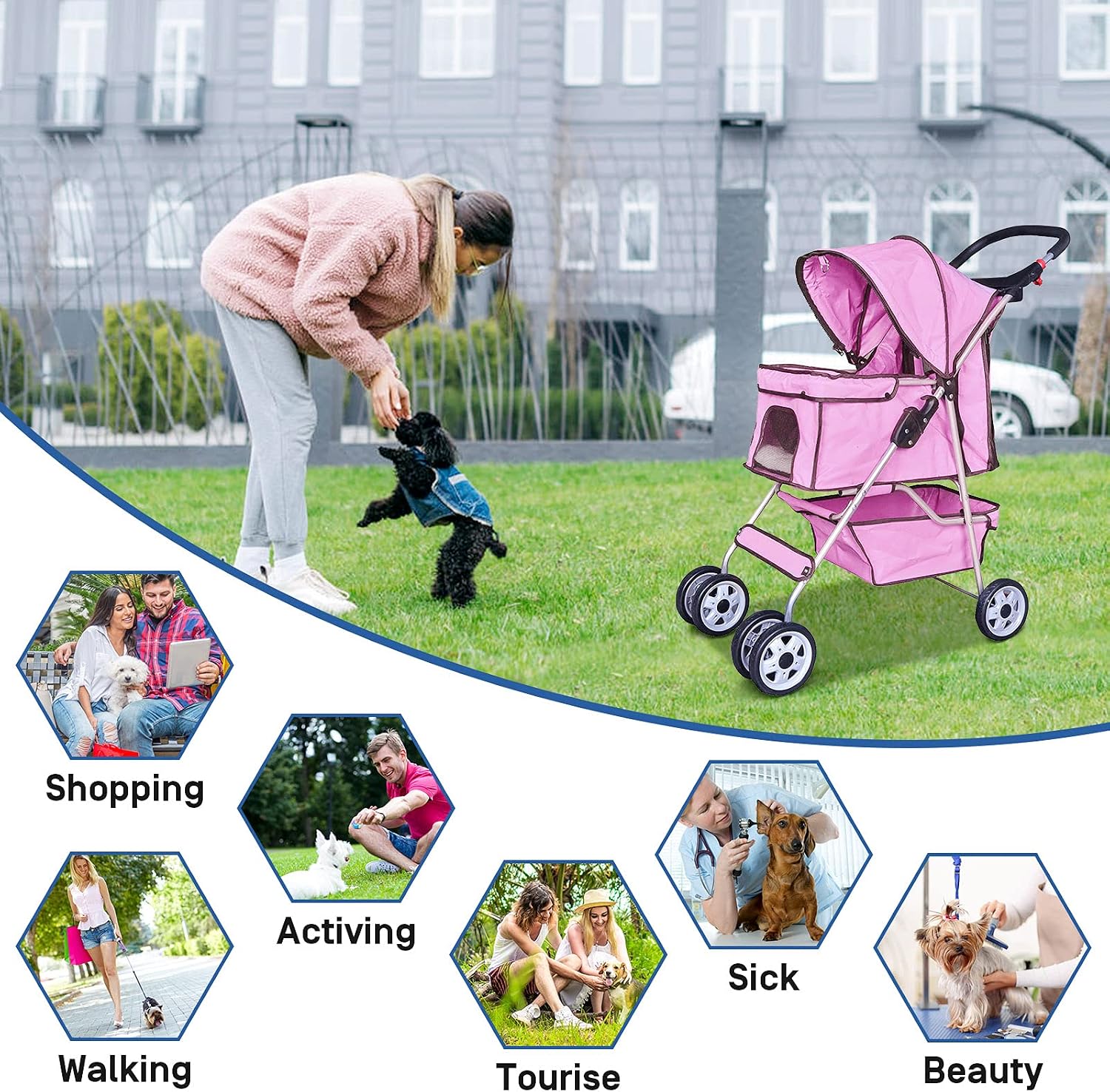 Best 4 Wheels Pet Stroller for Dog and Cat Stroller