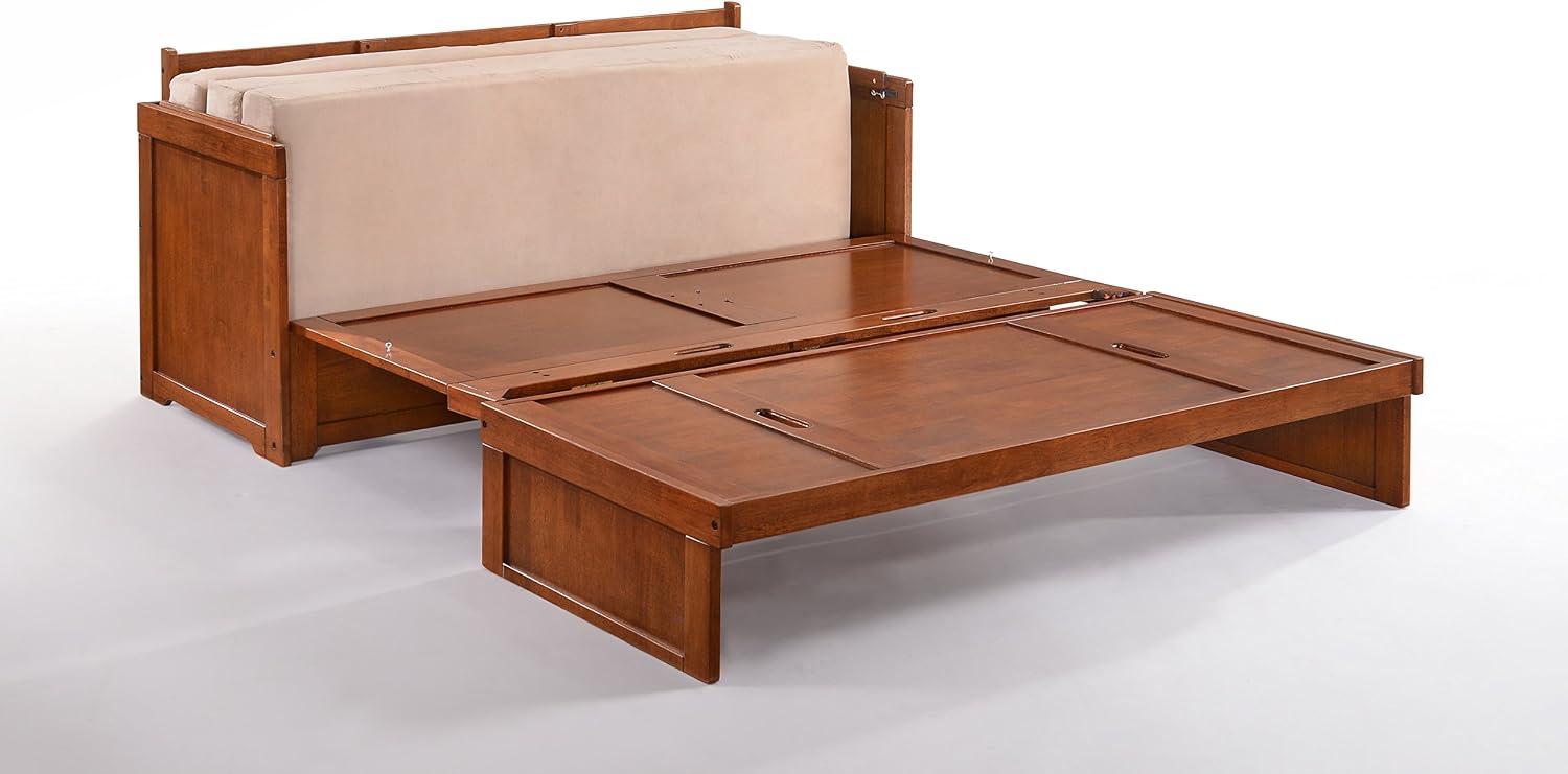 NIGHT & DAY Furniture Murphy Cube Cabinet Bed Pre-Assembled (Cherry, Queen) | Pre-Assembled