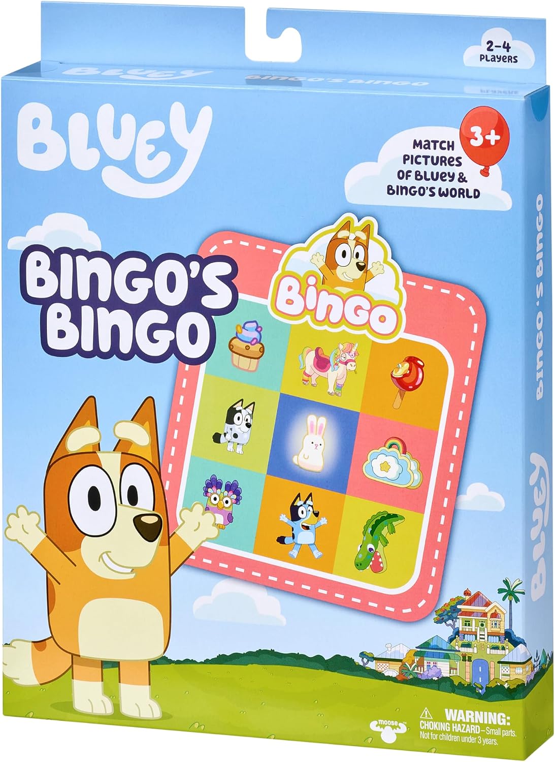 Moose Bingo’s Bingo Bluey Card Game, Kids Image Matching Card Game with 40 Cards, 48 Chips and 12 Scoring Chips