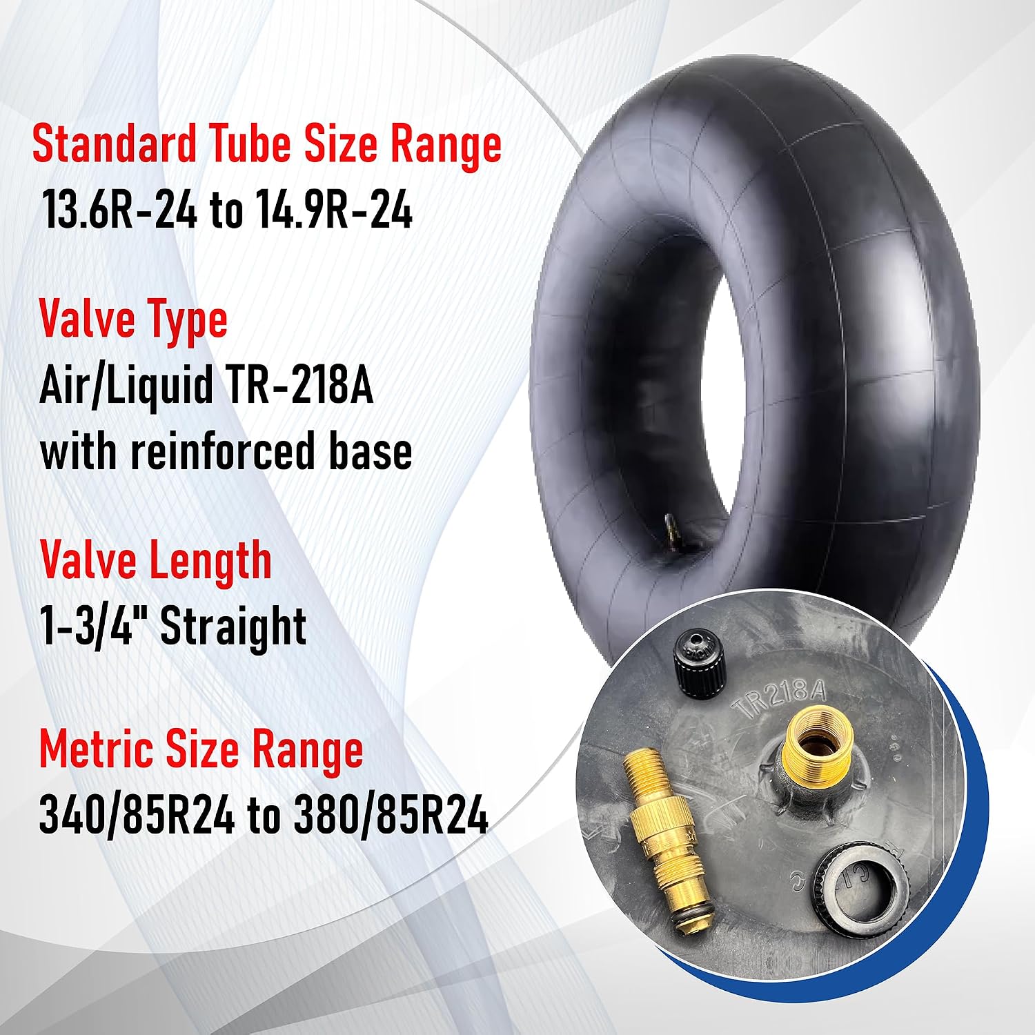 Trans American Rubber Tractor/Implement Inner Tube with TR-218A Valve Stem (11.2R-24/12.4R-24)