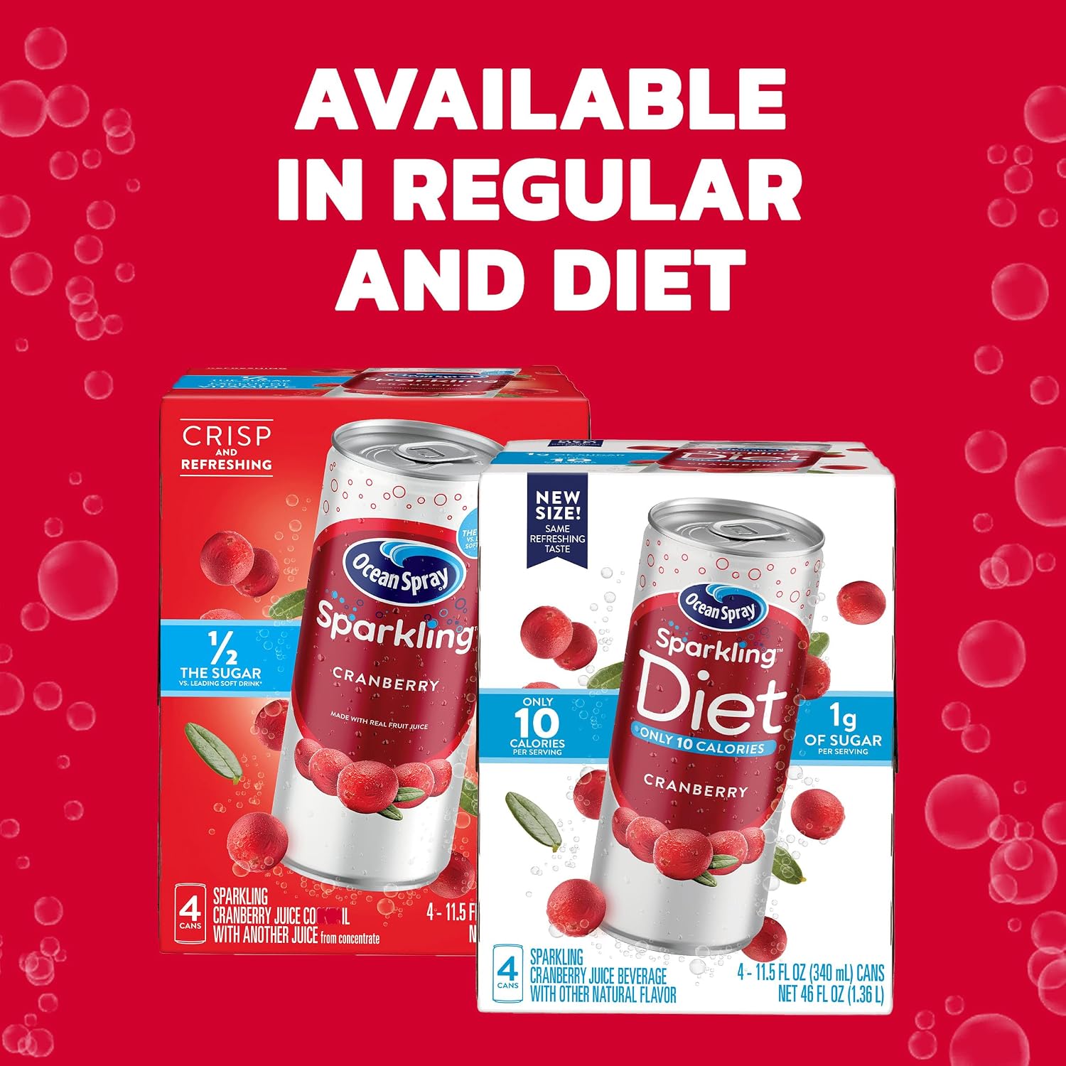 Ocean Spray Sparkling Diet Cranberry Juice Cocktail, 11.5 oz cans (Pack of 24)