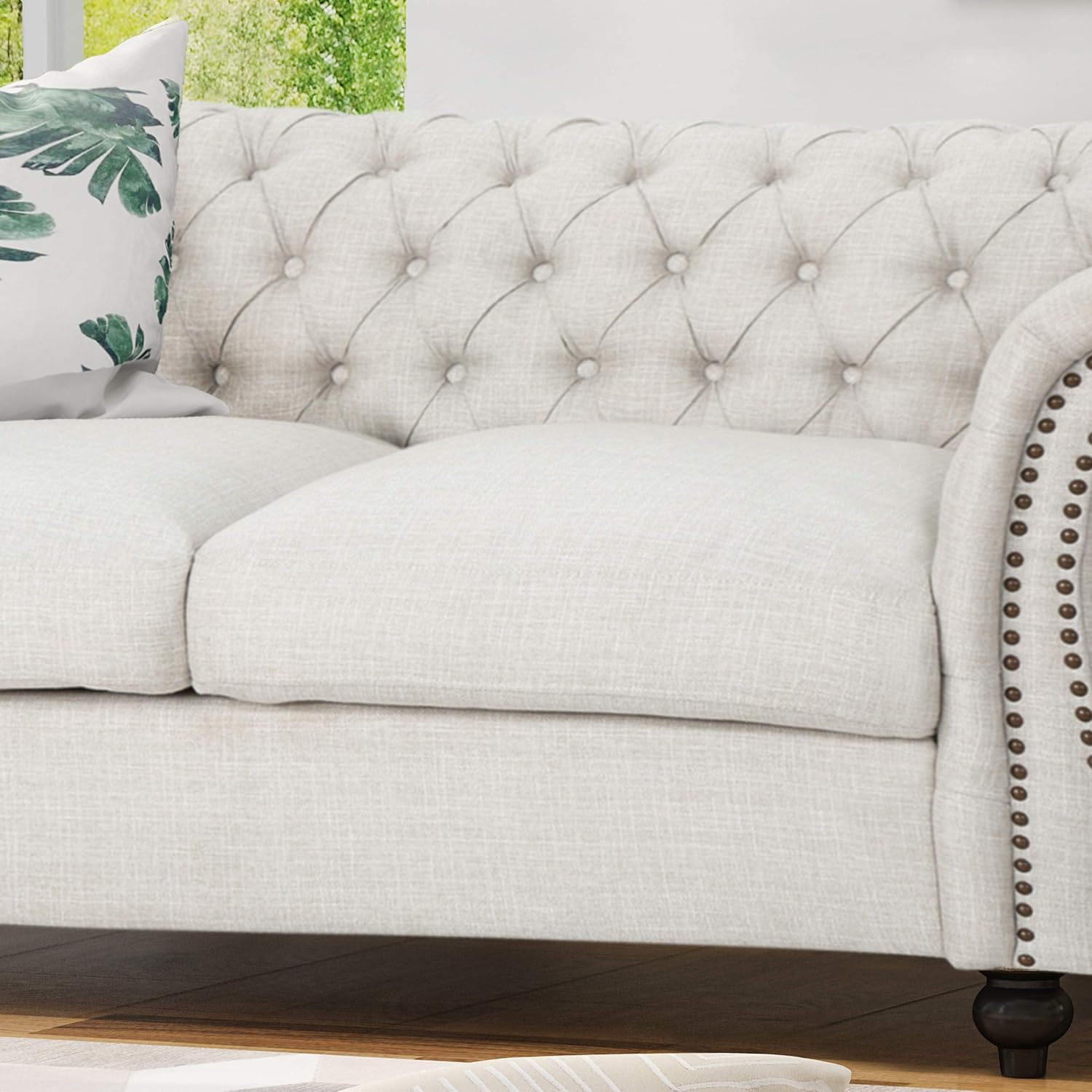Christopher Knight Home Karen Traditional Chesterfield Loveseat Sofa, BlackBerry and Dark Brown, 61.75 x 33.75 x 27.75