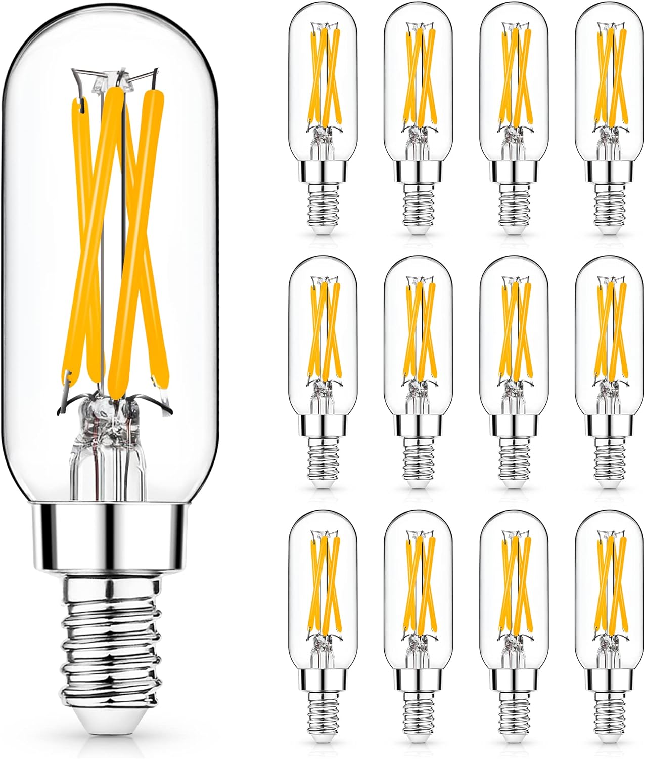 12 Pack E12 LED Edison Bulbs, 4W Dimmable T6, 2700K Warm White | Equal 40W, Dimmable T6 T25 LED Bulb, 420lm, No flicker, Candelabra light bulb for Chandelier, Ceiling Fan, Not E26 Base