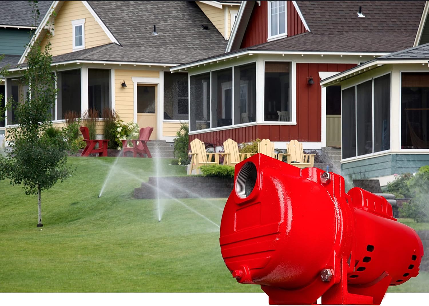 Red Lion RL-SPRK150 Sprinkler/Irrigation Pump, 115/230V, 71 GPM, 1.5 HP | Thermoplastic Impeller, For water sources down to 25' deep, Handles up to 14 sprinklers (1/2" fittings) per zone, 97101501