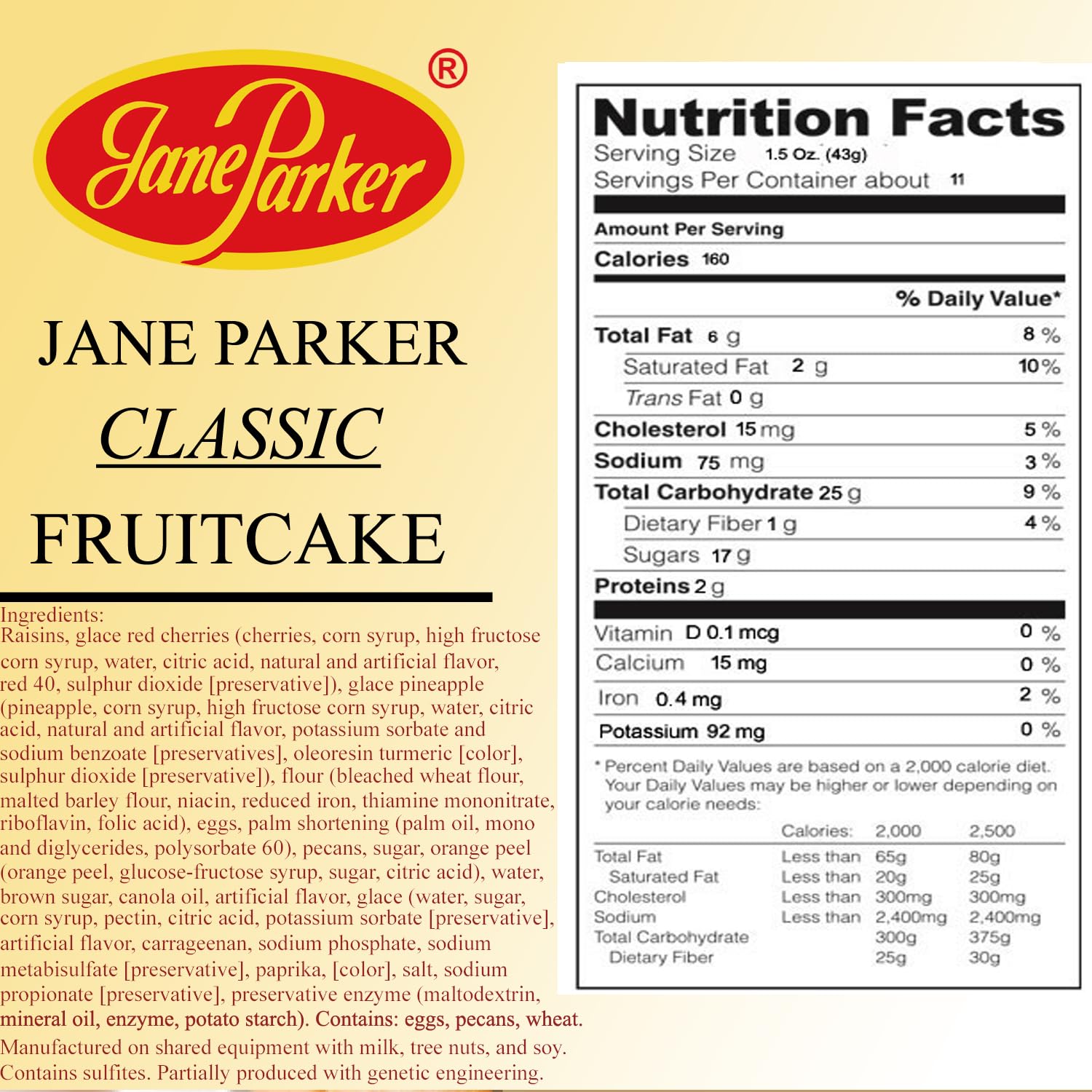 Jane Parker Fruitcake Classic Light Fruit Cake 1 pound (16 Ounce) Loaf in a Collectible Holiday Tin-Holiday-Christmas Cake-The Best Fruitcake You