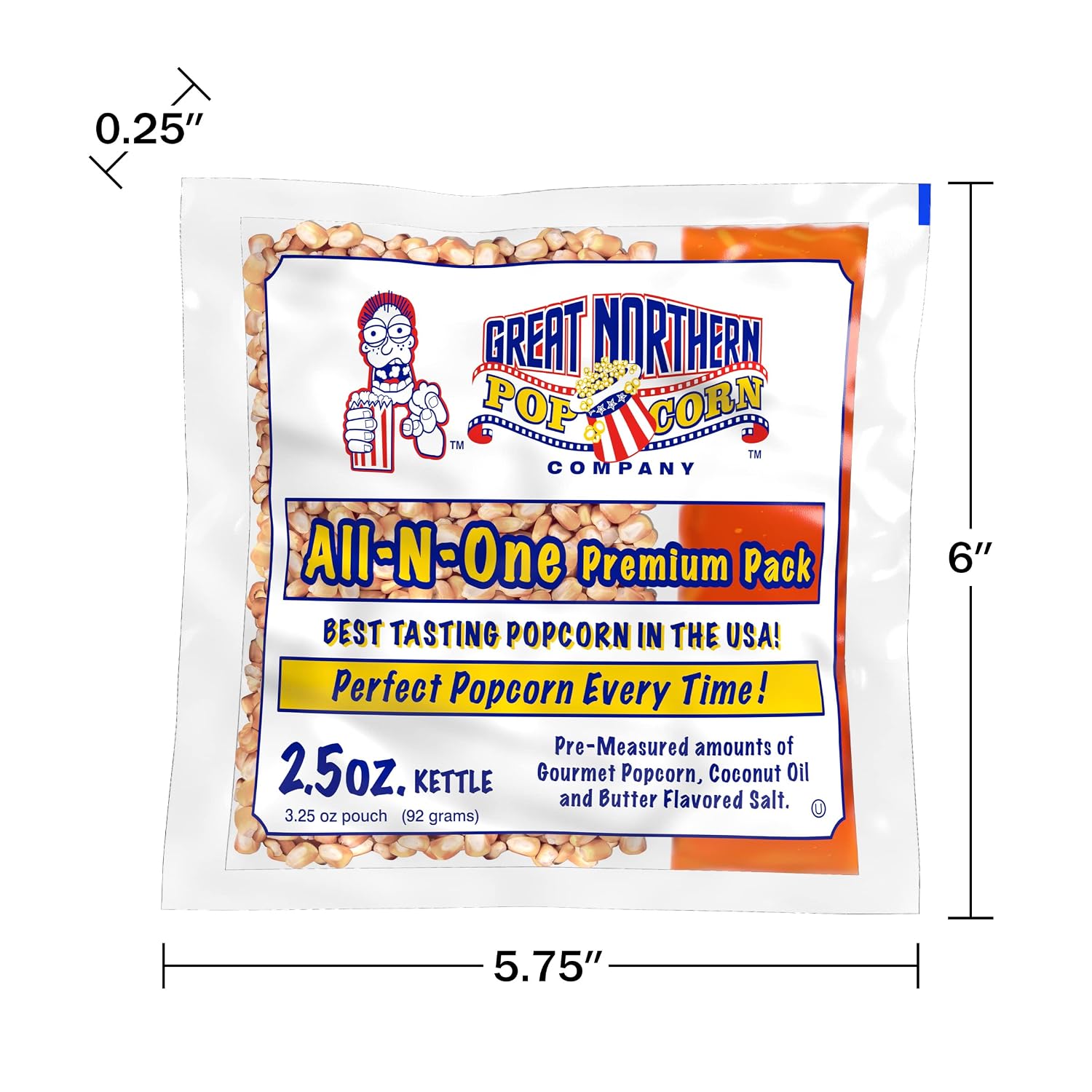 Movie Theater Style 40-Count Popcorn Packs - Pre-Measured 8-Ounce All-in-One Kernel, Salt, Oil Packets for Popping Machines by Great Northern Popcorn | All-in-One Pre-Measured Kernels, Butter Flavored Salt, and Coconut Oil Packets for 8oz Kettle - Movie…