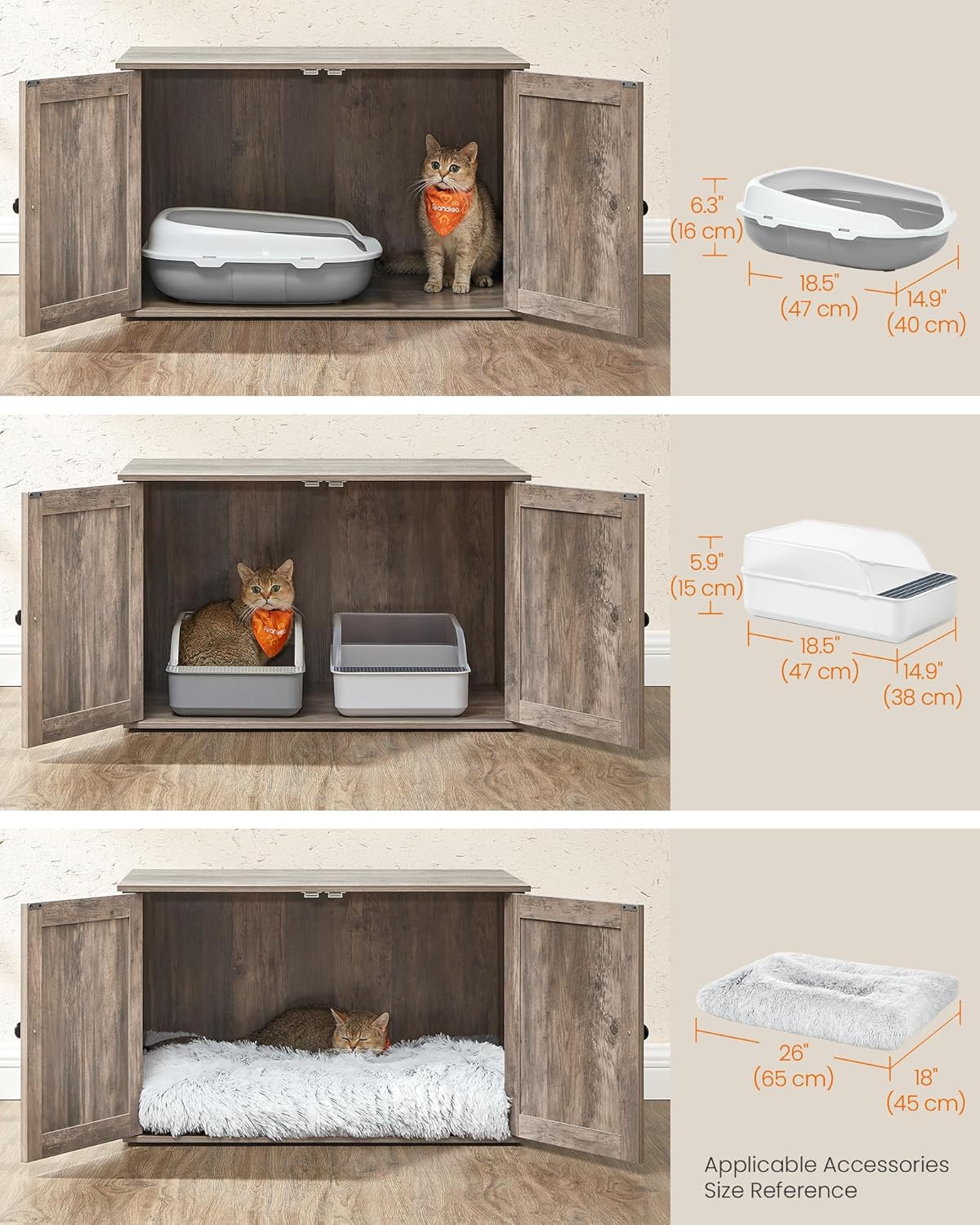 Feandrea Cat Litter Box Enclosure, End Table, 31.5 x 20.9 x 19.7 Inches