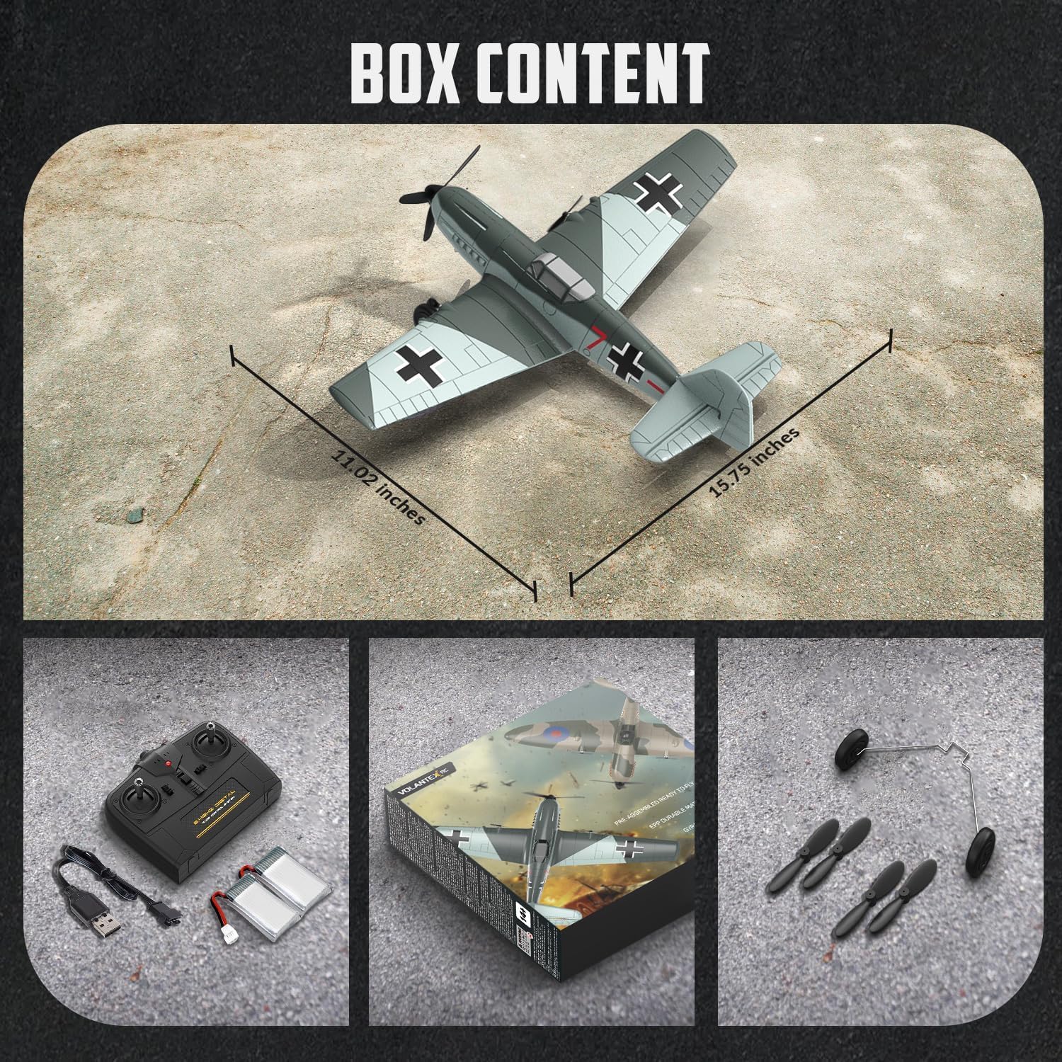 volantexrc RC Plane, 3 Channel Remote Control Plane for Beginners & Adults | Spitfire Fighter RTF, 6-Axis Gyro, 2.4GHz Radio Controlled Aircraft, Easy to Fly