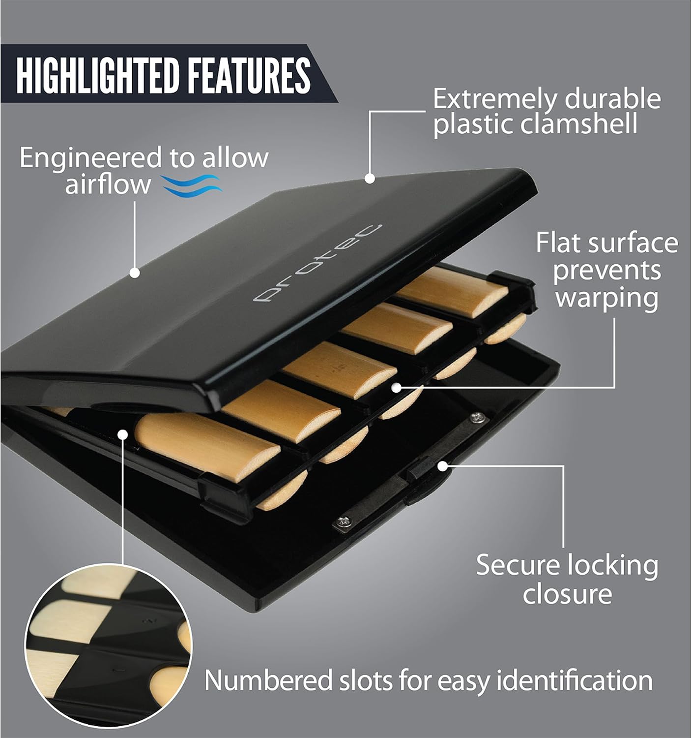 Protec Alto/Tenor Saxophone 10-Count Reed Case, Black, Model A251