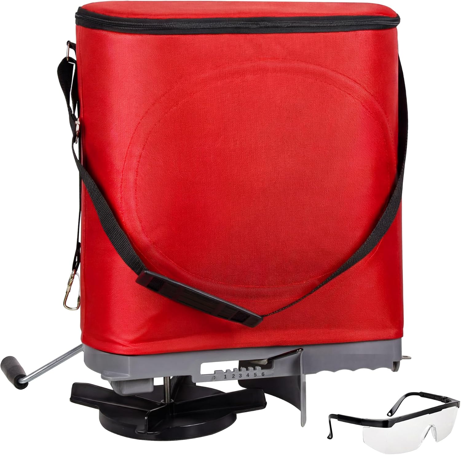 Walensee 25lb Handheld Bag Seed Spreader with Enclosed Metal Gears, Rear Baffle, Adjustable Flow Control, Durable Oxford Bag, Shoulder Strap