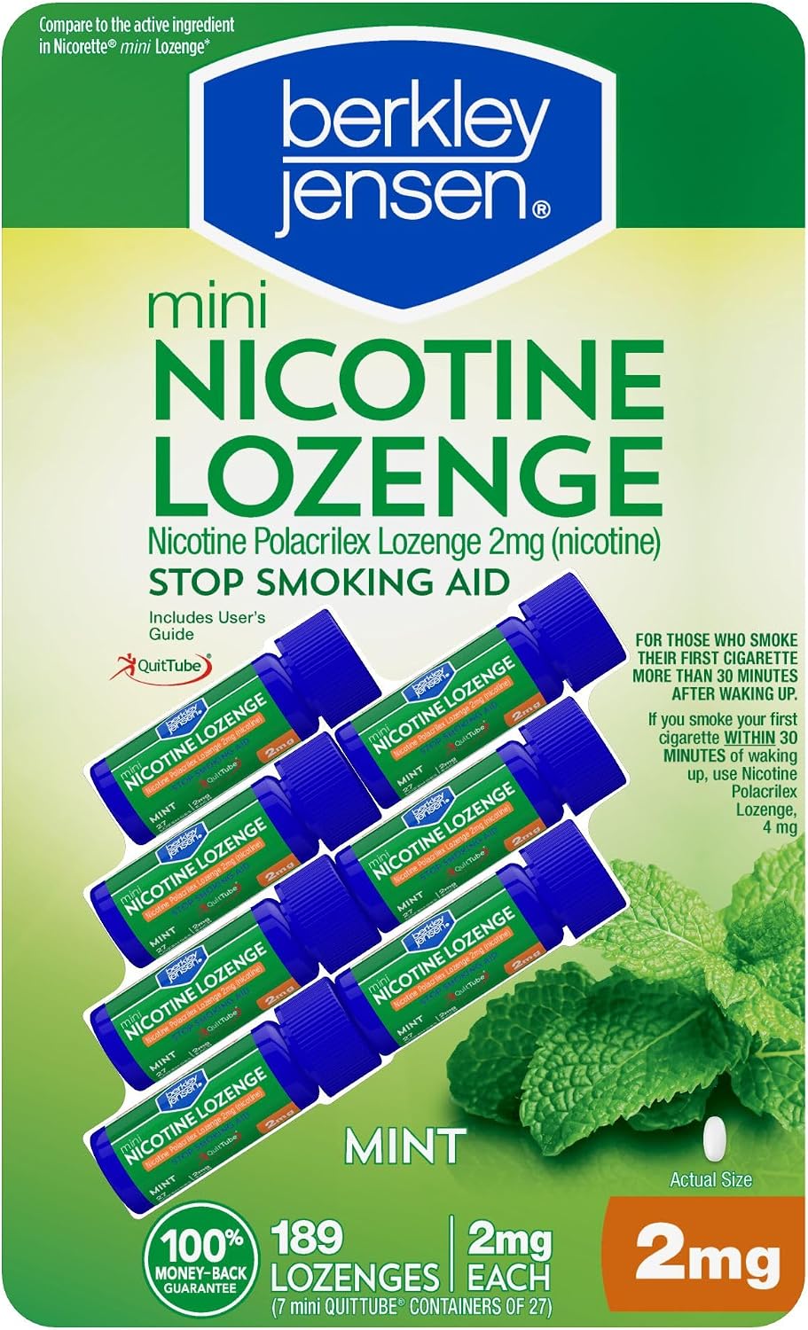 Berkley Jensen 2mg Mini Mint Nicotine Lozenge, 189 ct.