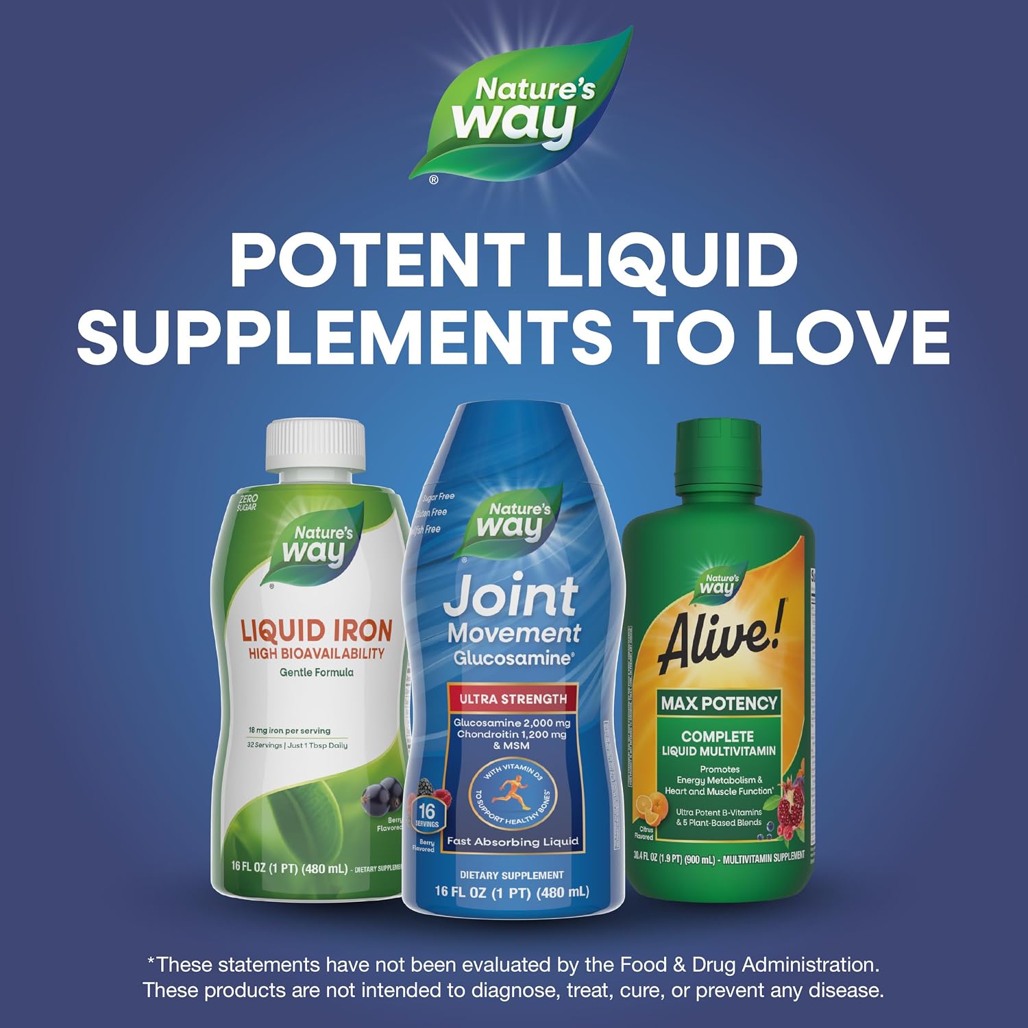 Nature's Way Joint Movement Glucosamine Liquid, Chondroitin, Berry, 16 oz | MSM with Vitamin D3 & Hyaluronic Acid, Fast-Absorbing Liquid, Joint Support Supplement*, Berry Flavored