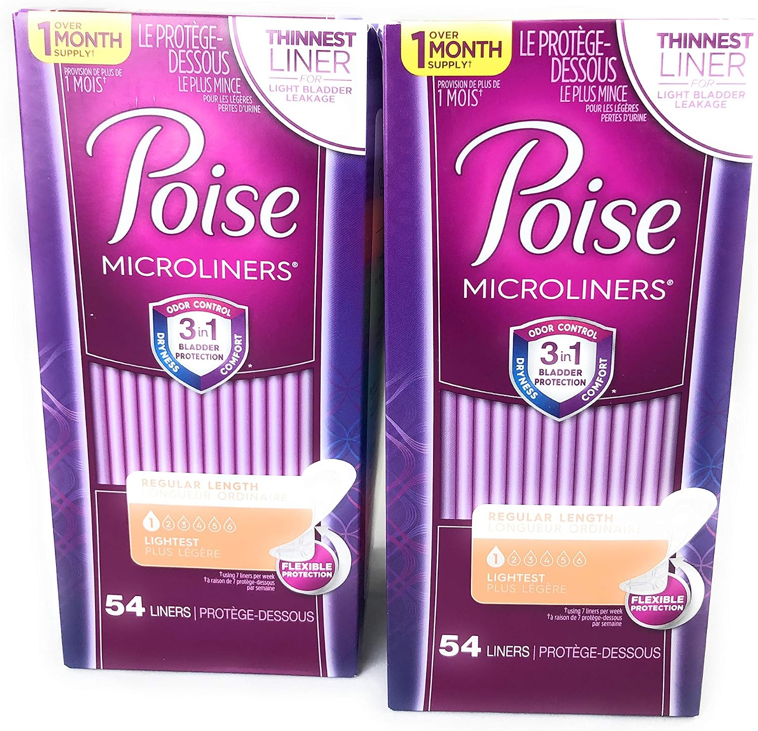 Poise Microliners, Long Length - Lightest Absorbency, 50 Count (Pack of 2)