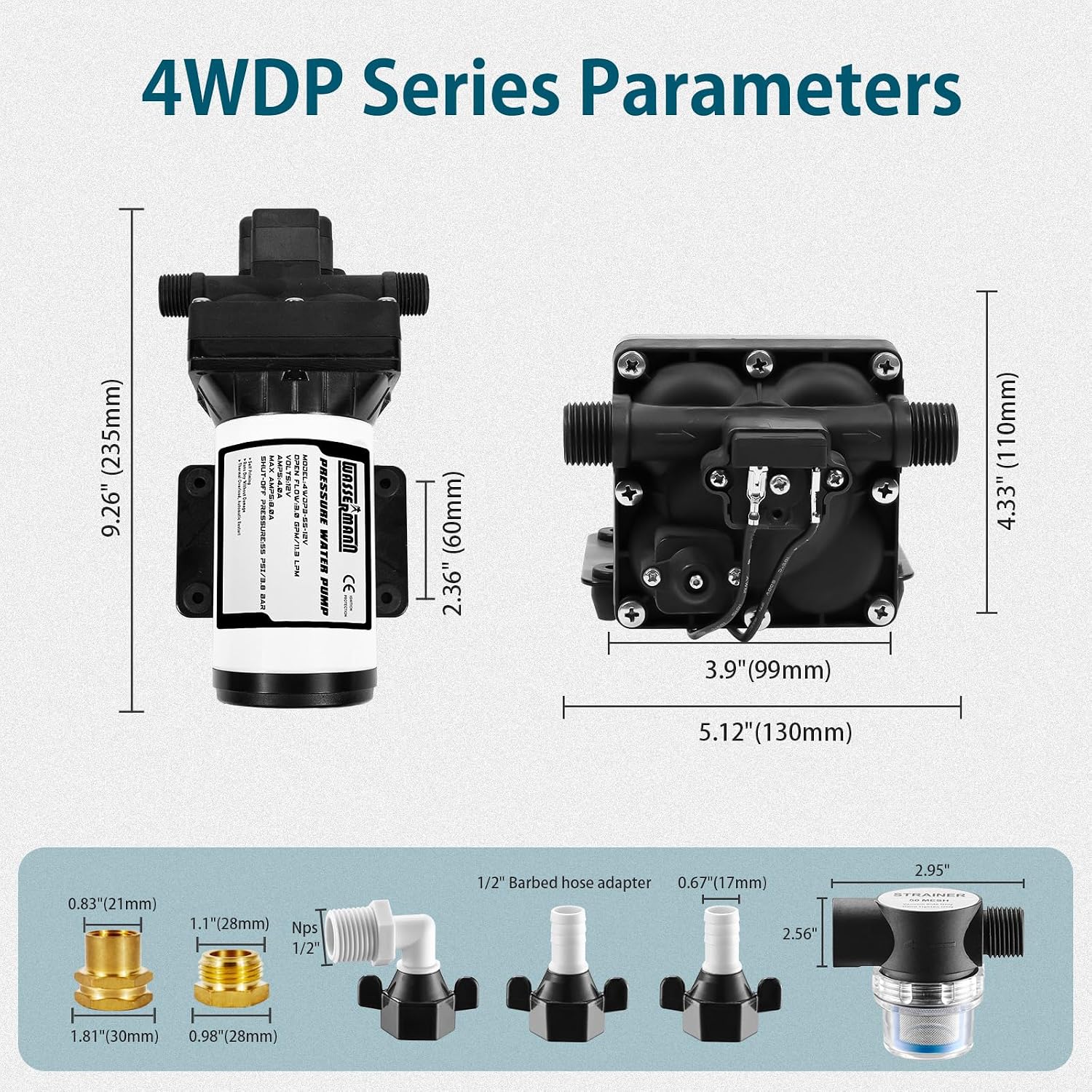RV Water Pumps 115V AC Pressure Pump with Pressure Switch, Self-priming Water Pump 4.0GPM 45PSI, Fresh Water Pump for RV, Kitchen Barthroom Camping Marine Yacht Garden Diaphragm Pump115volt
