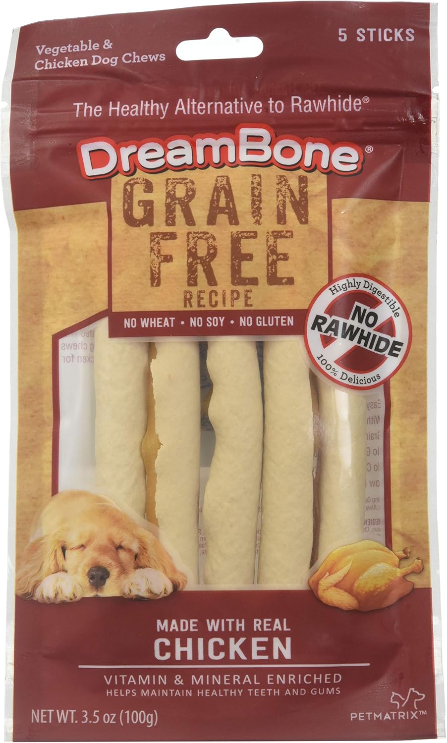DreamBone DreamSticks Grain-Free Rawhide-Free Dog Treats, 5 Count | No Wheat, Soy or Gluten, Daily Chew, Digests Safely and Completely