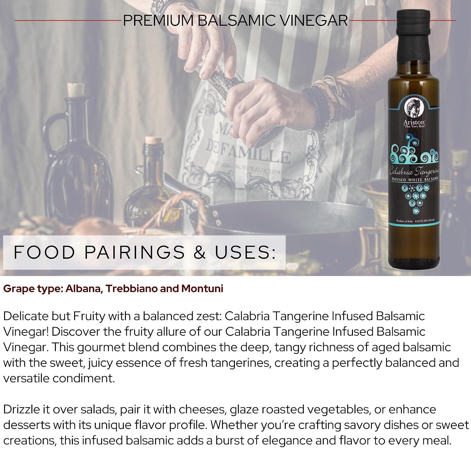Ariston Aged Balsamic Vinegar of Modena, Traditional Flavored, 16.9 Fl Oz | Organic Gourmet Italian Vinegar, Oak Barrel Aged, Perfect for Salads, Pasta & Finishing Dishes, No Added Sugar, Vegan