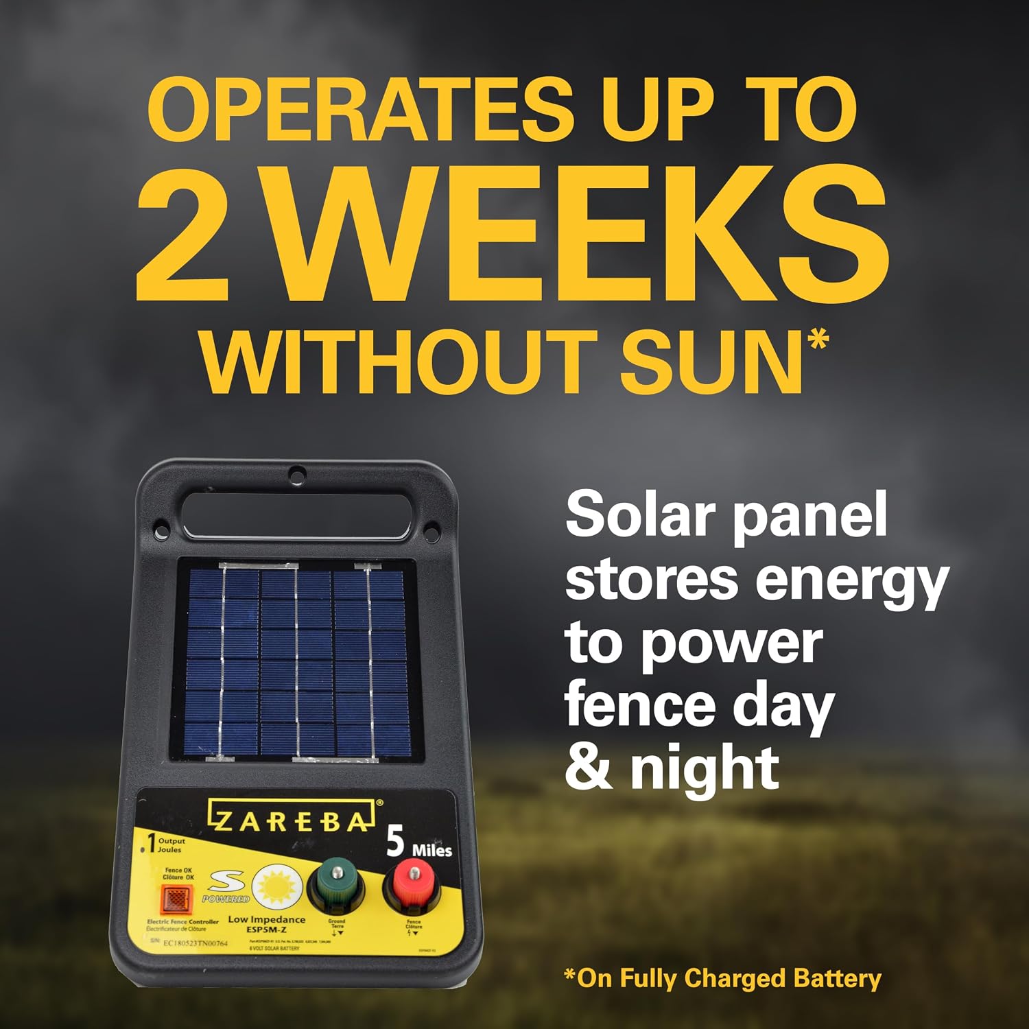 Zareba Solar Electric Fence Charger, 5 Mile Range Low Impedance Energizer