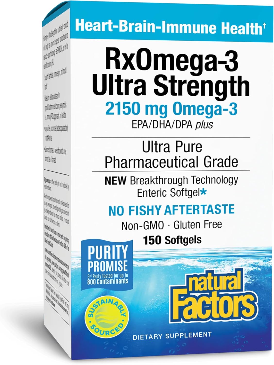 Natural Factors RxOmega-3 Ultra Strength - Dietary Supplement for Brain & Heart Health Support - Eye Health Supplement with EPA & DHA - Supplement with Omega-3 Fatty Acids - 150 Softgels (75 Servings)