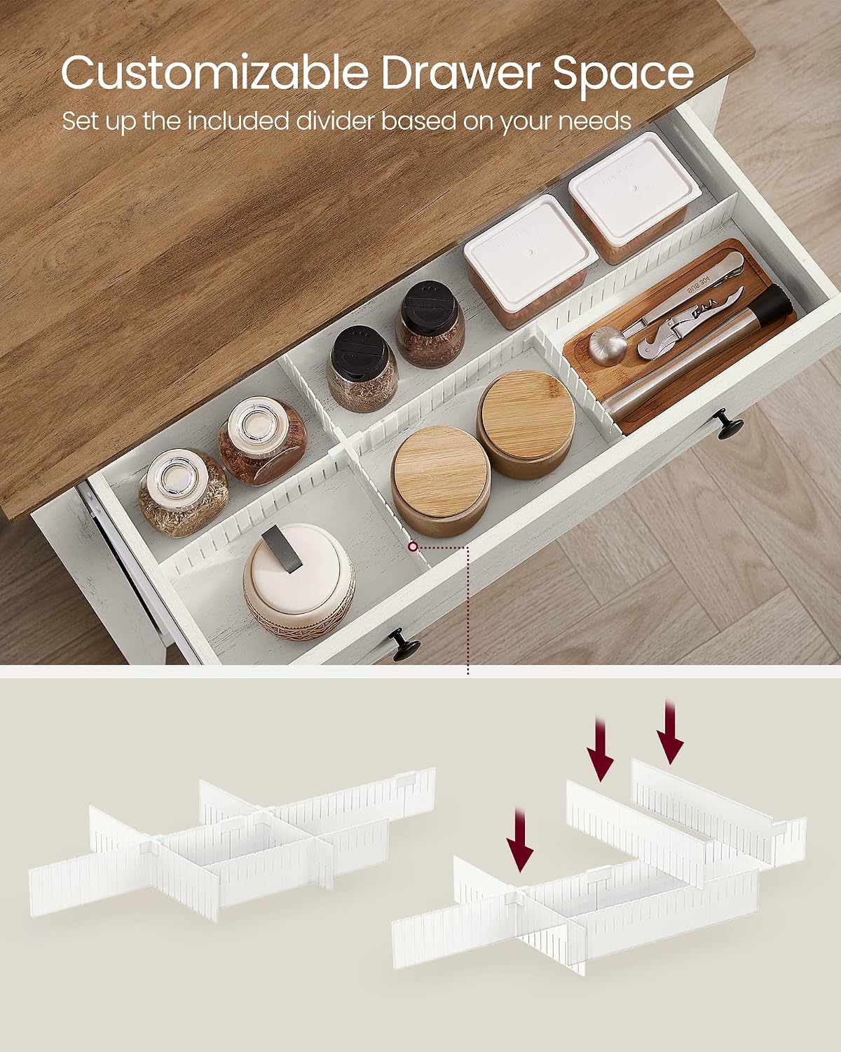 VASAGLE LIRY Collection - Storage Cabinet, Buffet Cabinet, Sideboard, Credenza, with Adjustable Shelves, for Entryway, Rustic White and Honey Brown ULSC381W01