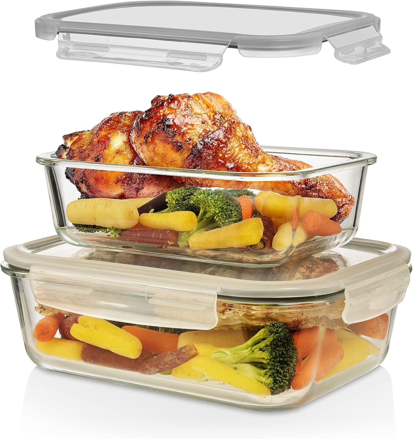 Razab 4 Pc (2700ML/ 91 Oz & 1520ML/ 51 Oz) Airtight Large Glass Food Storage Containers with Lids - BPA Free