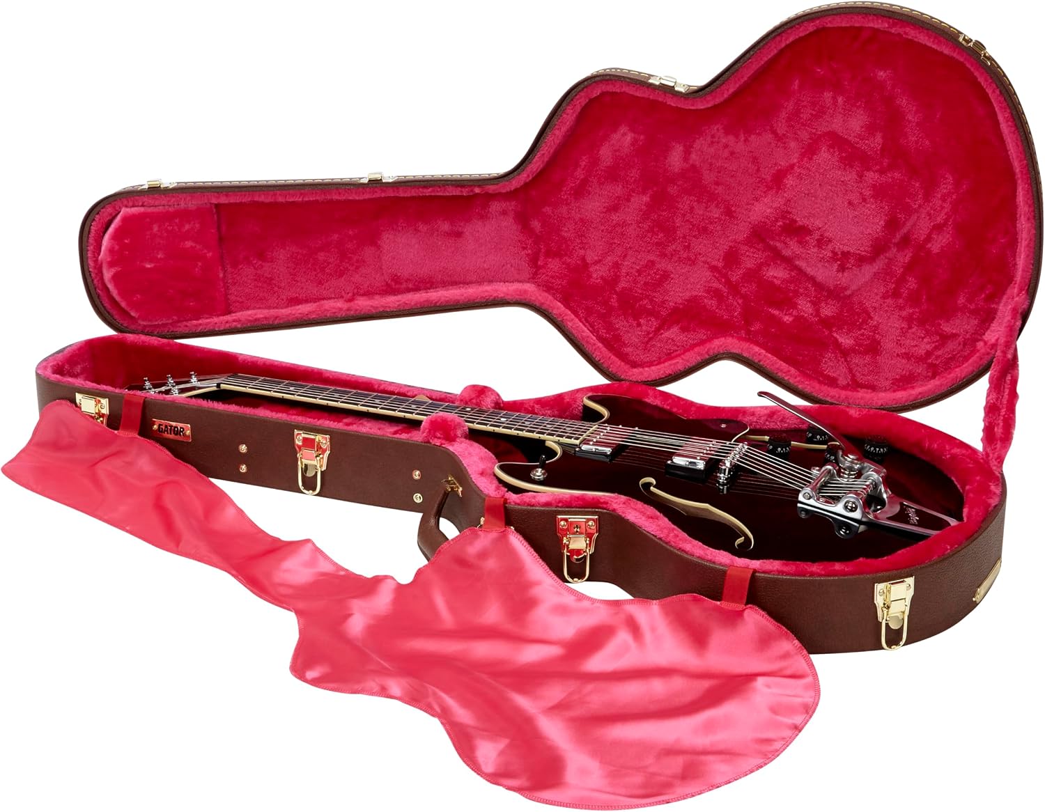 Gator Cases Deluxe Wood Case for SG Electric Guitars; Brown Exterior (GW-SG-BROWN)