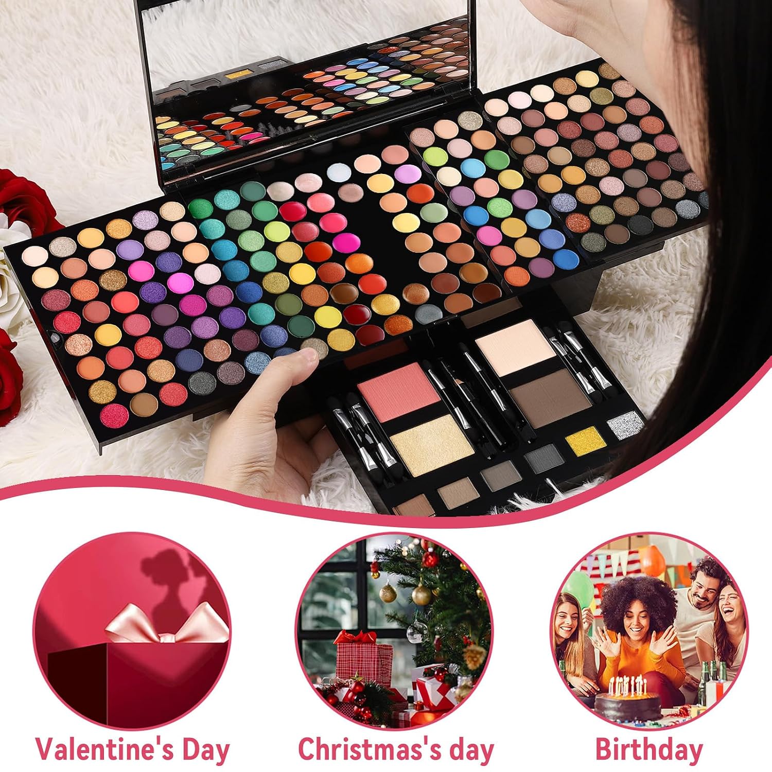 CHARMCODE 190 Colors Cosmetic Make up Palette Set Kit Combination with Eyeshadow Facial Blusher Eyebrow Powder Face Concealer Eyeliner Pencil A