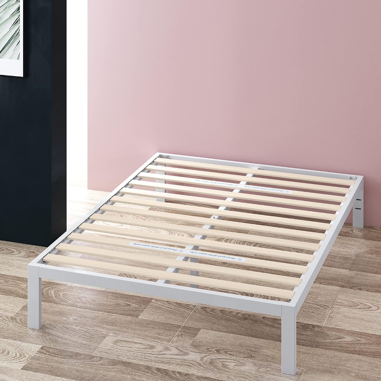 ZINUS Mia Metal Platform Bed Frame with Headboard, Wood Slat Support, No Box Spring Needed, Easy Assembly, Queen