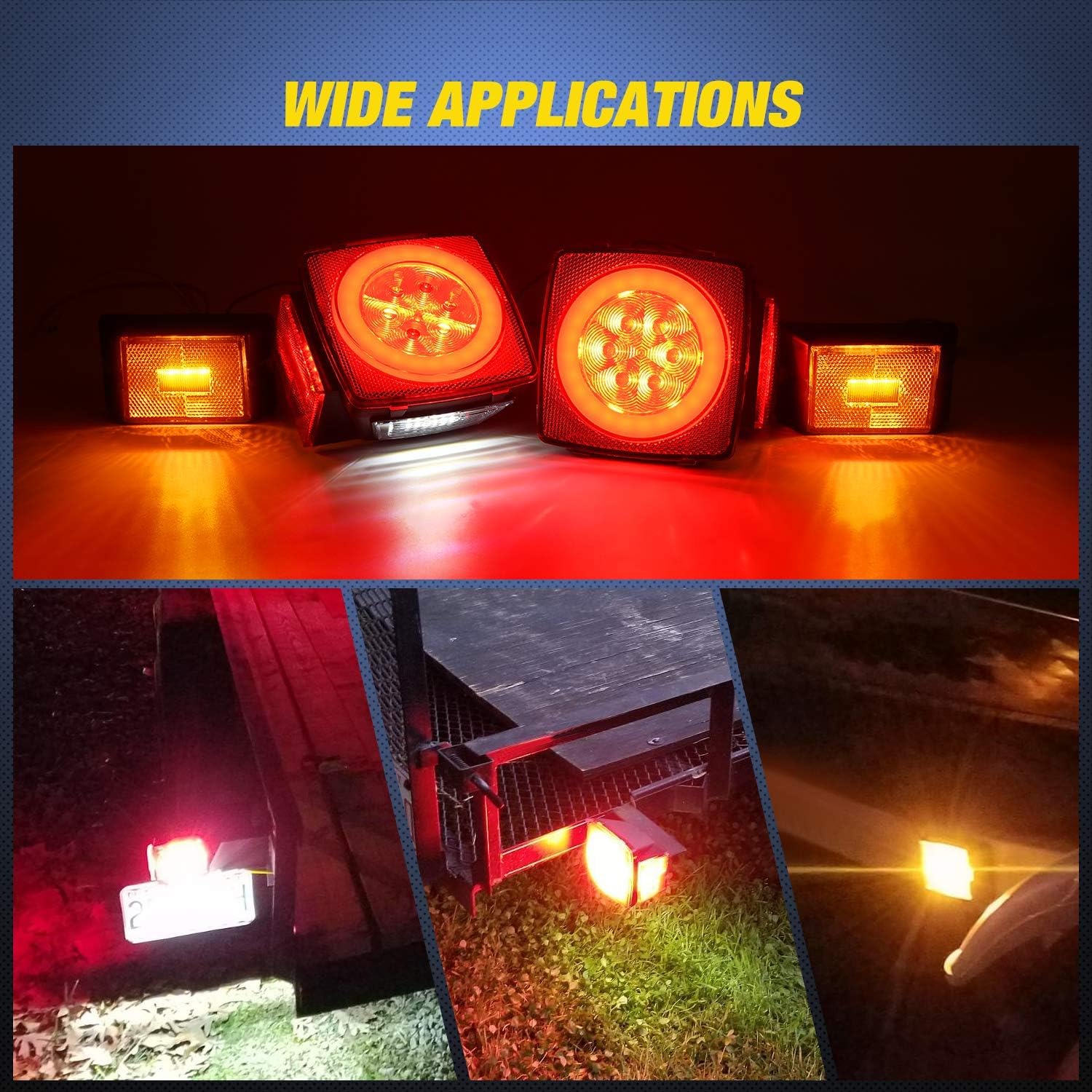 Nilight Square Submersible LED Trailer Light Kit,IP68 Waterproof 2PCS