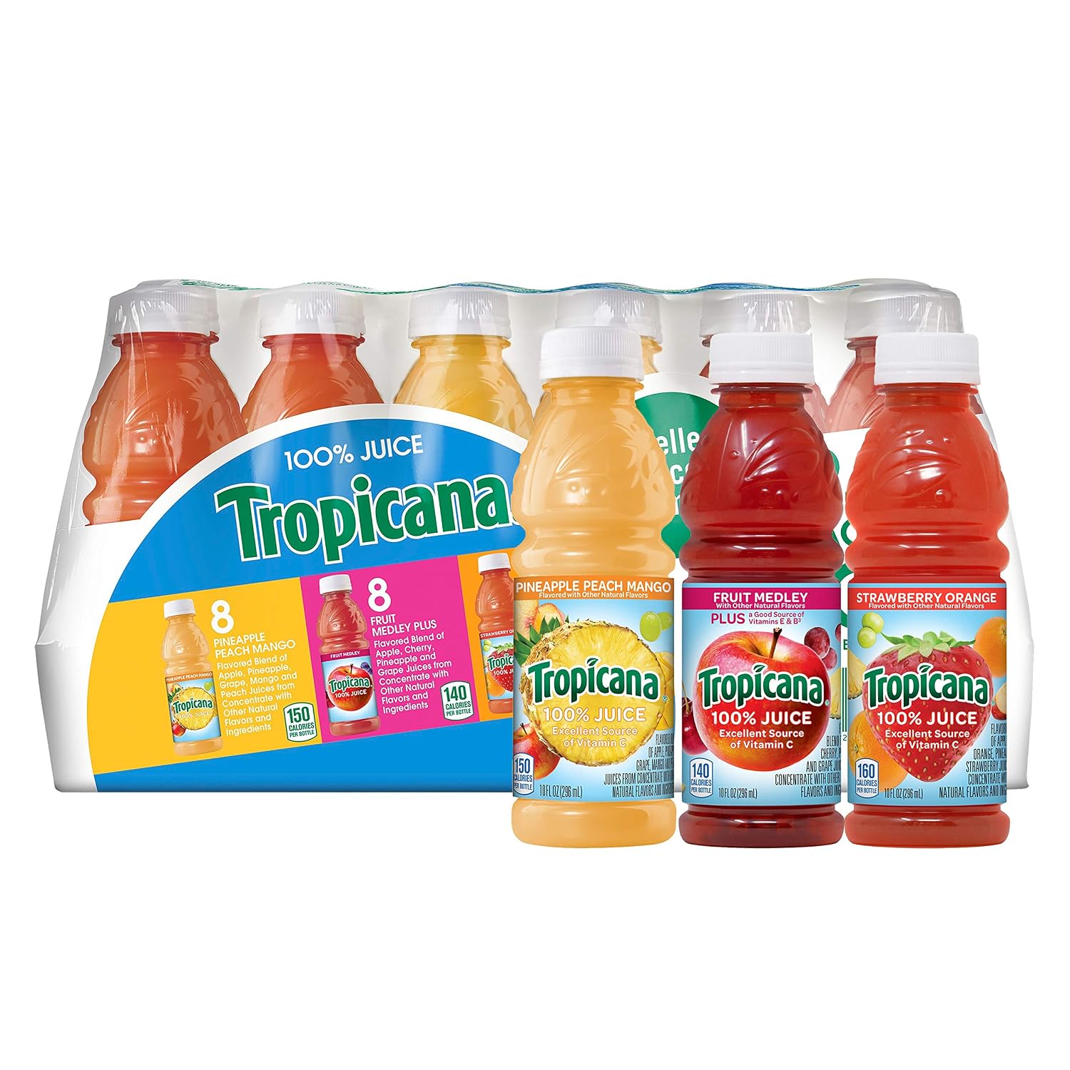 Tropicana Pineapple Peach Mango 100% Juice, 24-pack, 10 fl oz bottles