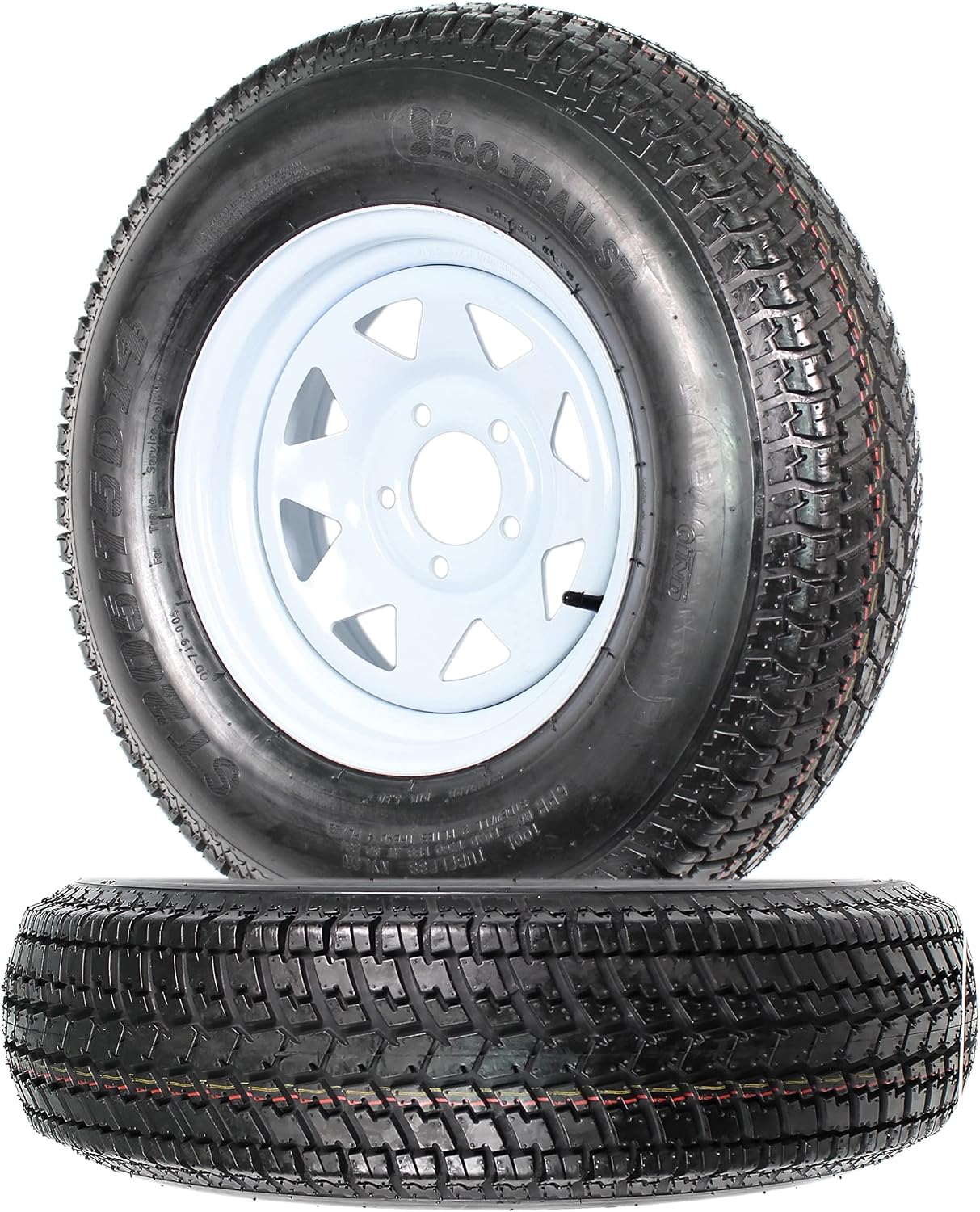 eCustomrim 2-Pack Trailer Tire Rim Assembly ST205/75D14 LRC 5 Lug White | 14 Inch 205/75D14 Load Range C 6 Ply Tire