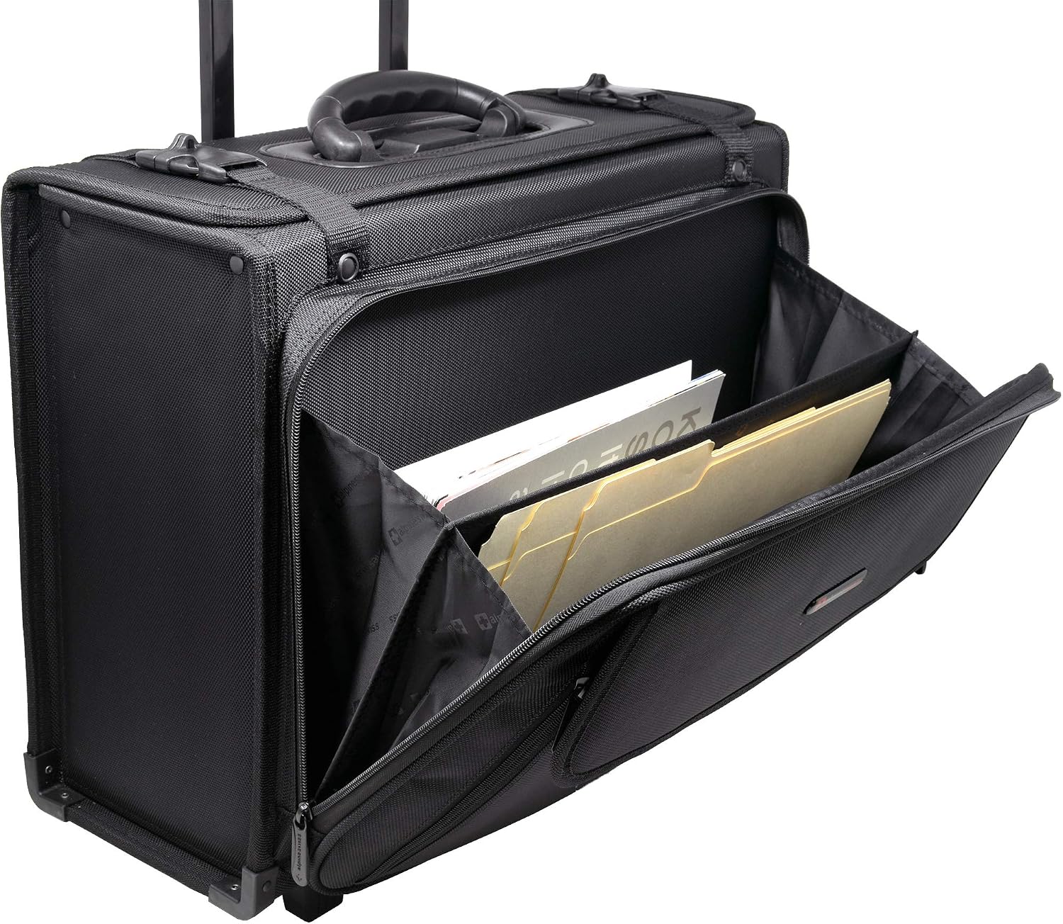 Alpine Swiss Rolling Briefcase | Laptop Bag For Men & Women | Hard Side Catalog Case on Wheels | Legal Size File Dividers | Lawyers Attache Case