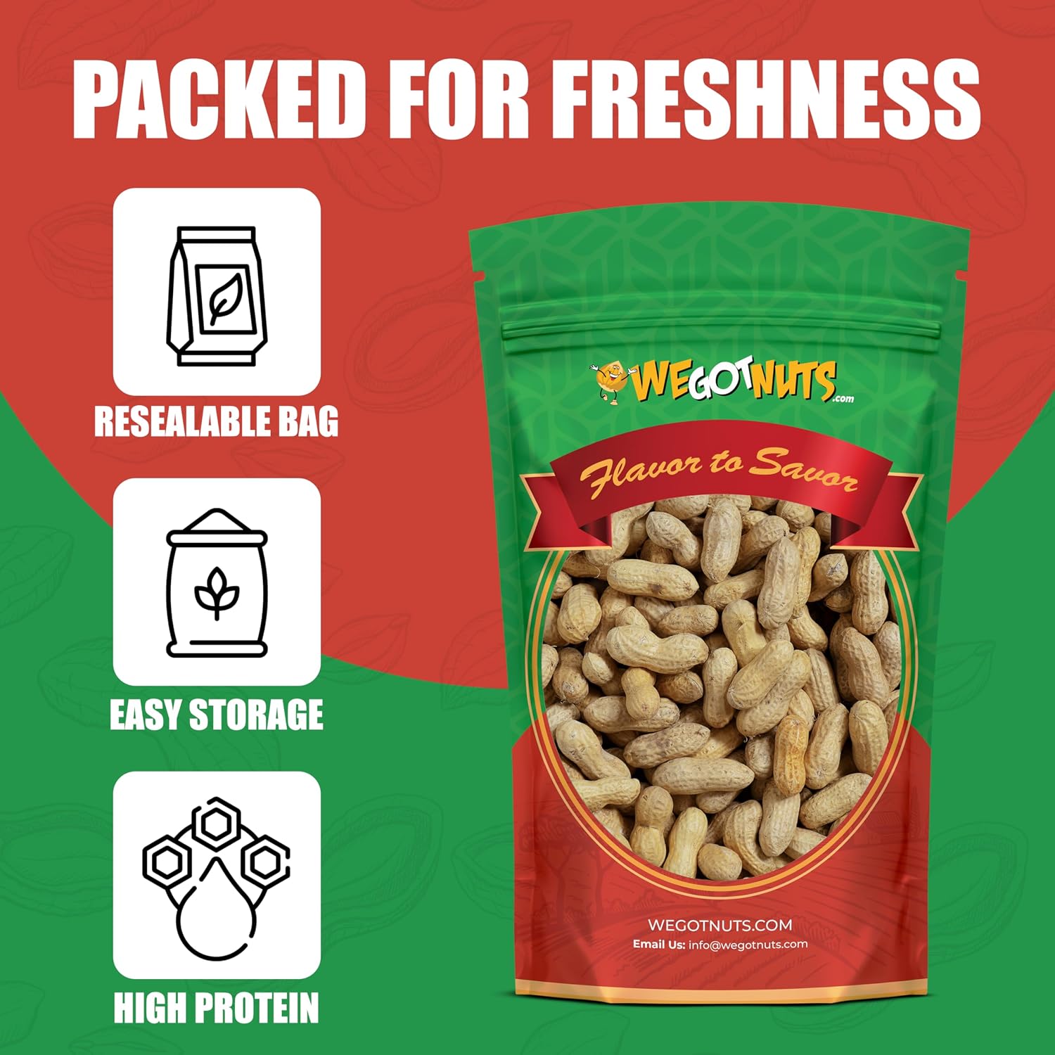 Raw Red skin Peanuts, USA Grown, (Unsalted) 5LB Bag Bulk (80oz) - We Got Nuts