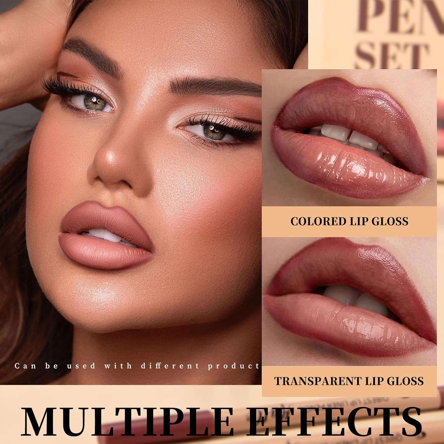 QiBest 7Pcs Matte Liquid Lipstick + 1Pcs Lip Plumper Makeup Set Kit, Pigmented Long Lasting Lip Gloss Set