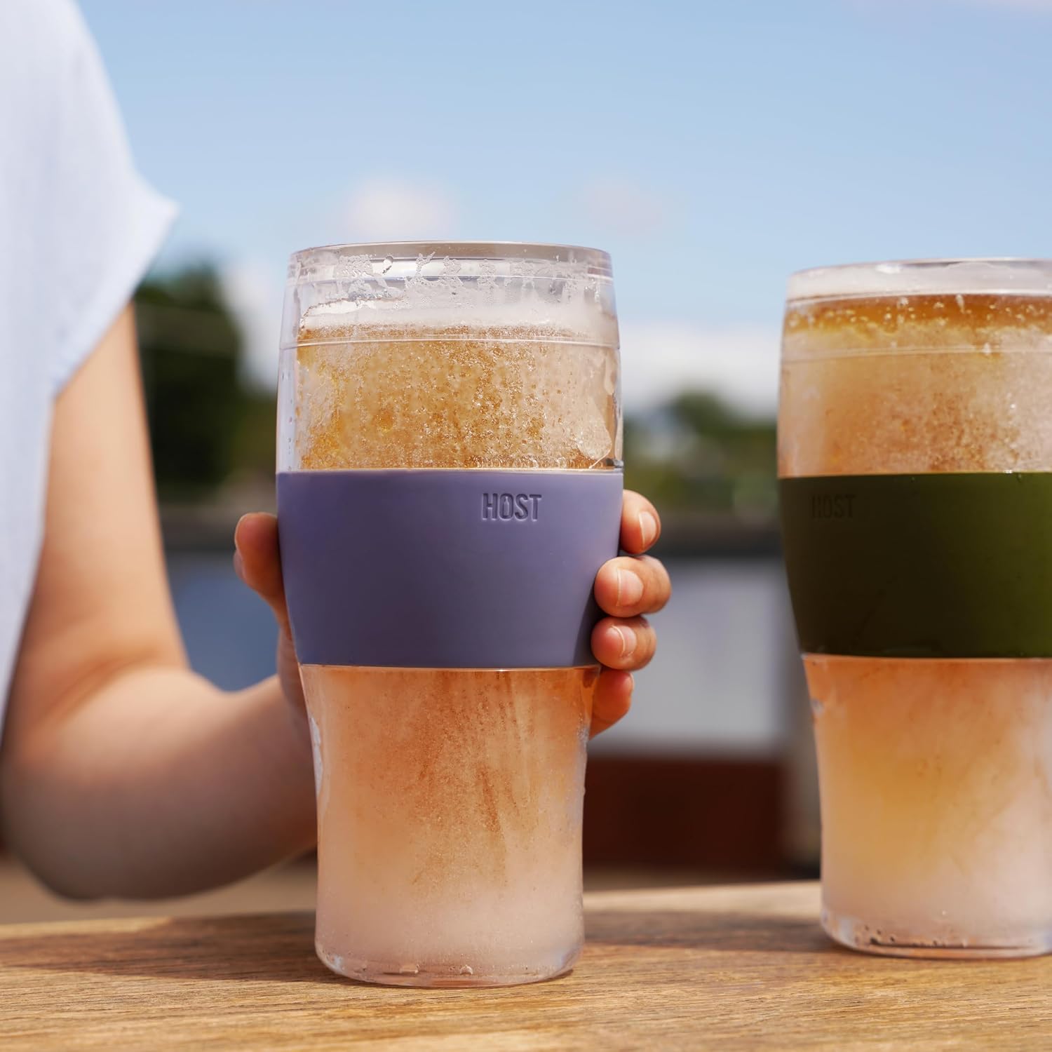Host FREEZE Beer Glasses, Frozen Beer Mugs, Freezable Pint Glass Set, Insulated Pint Glass to Keep Your Drinks Cold, Double Walled Insulated Glasses