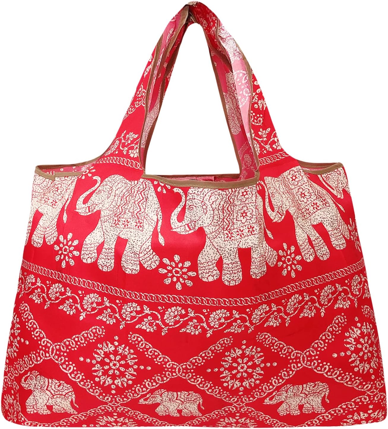 allydrew Large Foldable Tote Nylon Reusable Grocery Bags, Gray Ferns