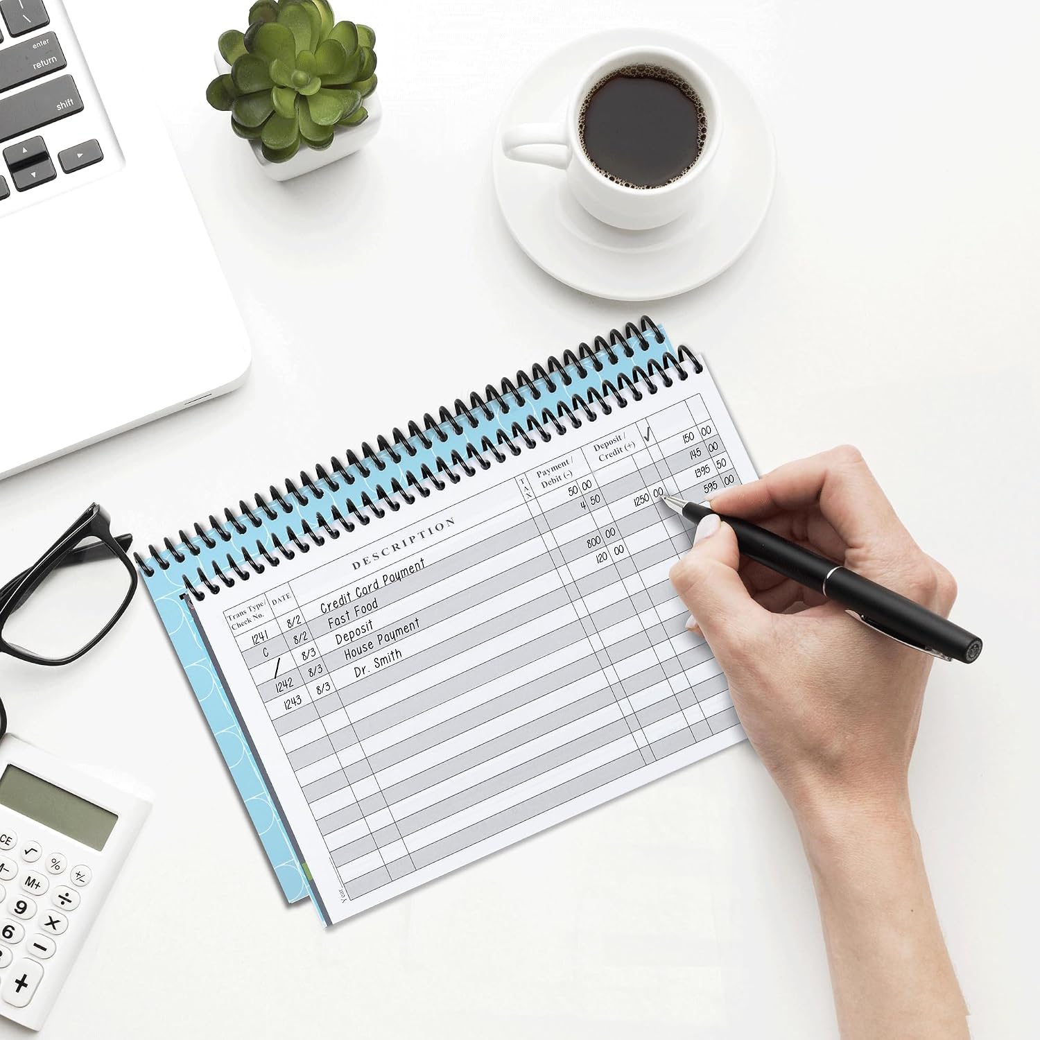 The Superior Register - Simple Account Tracker - Big Checkbook Register & Financial Ledger - Debit Card Register - Bank Register - 1 Pack, Teal, Wide Edition