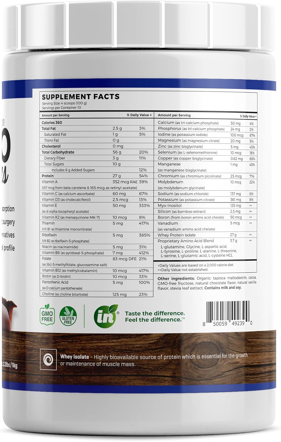 Isolate Protein - Diet Supplement for Improved Gut Health, Extra Nutritional Support, Non-GMO, Gluten-Free, Lactose-Free, Casein-Free (2.2 Lbs, Simply Vanilla)